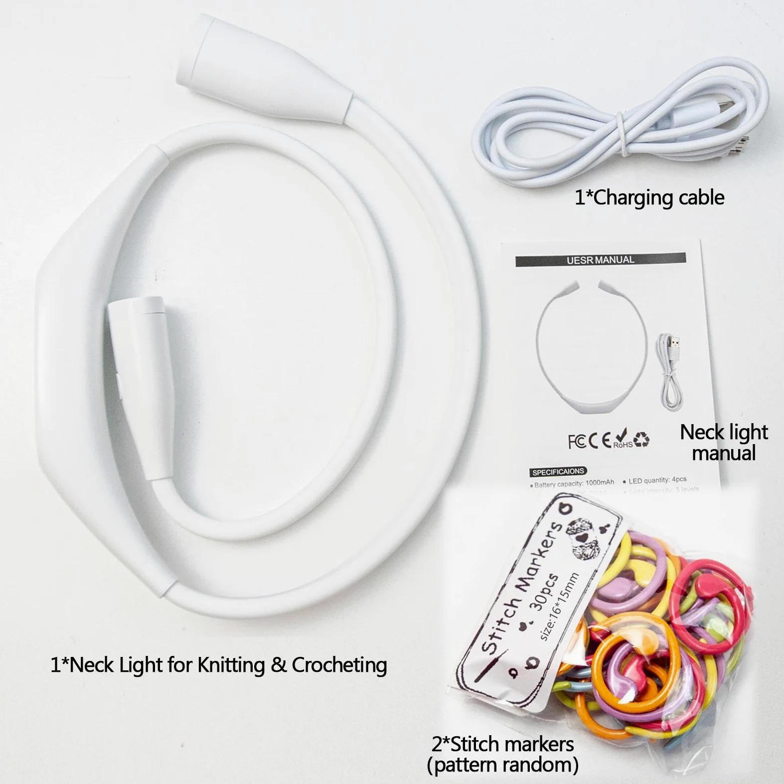 Luce LED Abbraccio USB Alimentato LED Hands Free Lettura Crochet Craft Lampada