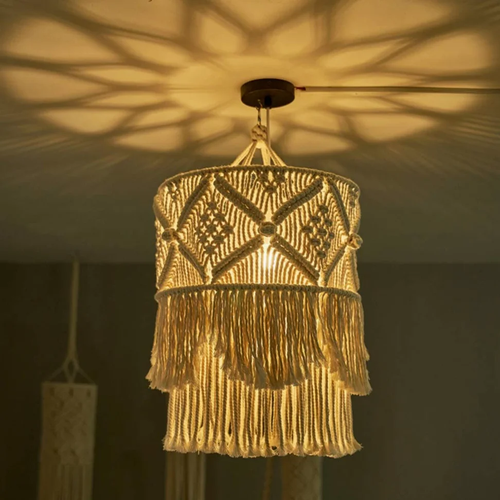 Arazzo da Parete Fatto Un Mano Paralume Macrame Boho Decor Nappa Arazzo Sfondo Testiera Appeso Un Parete