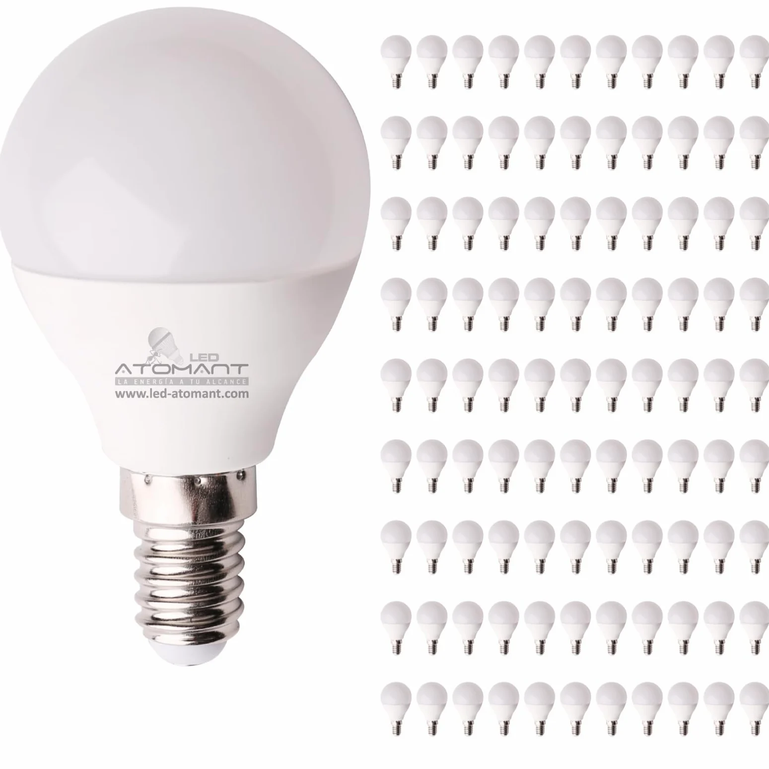 LED ATOMANT 100x Lampadina LED E14 G45 7W Bianco Freddo 630lm | Attacco piccolo