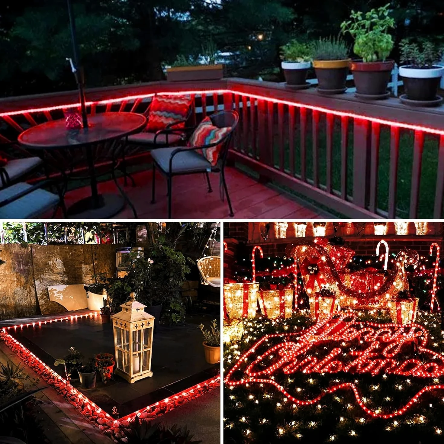 Corda String Lights, Impermeabile 8 Modalità/Batteria Luci di Natale, String Lights Outdoor Indoor per Trampolino Campeggio Canopy Tenda Deck Decor (Rosso, 32M/105ft 300LED)