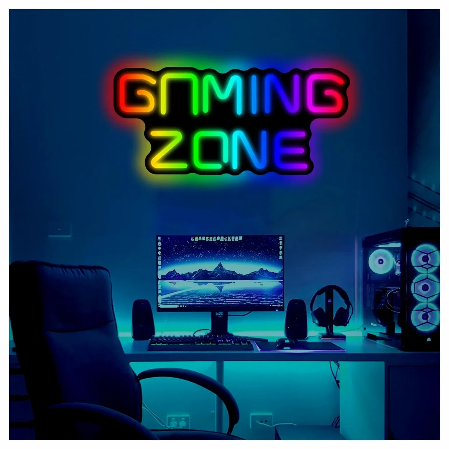 Insegna al Neon LED Insegna Al Neon Gaming Zone Con Luce Dimmerabile Per Sala Giochi Taverna, Camera Da Letto Amante Dei Videogiochi Negozio Festa Decorazione 40.6cmx18.6cm