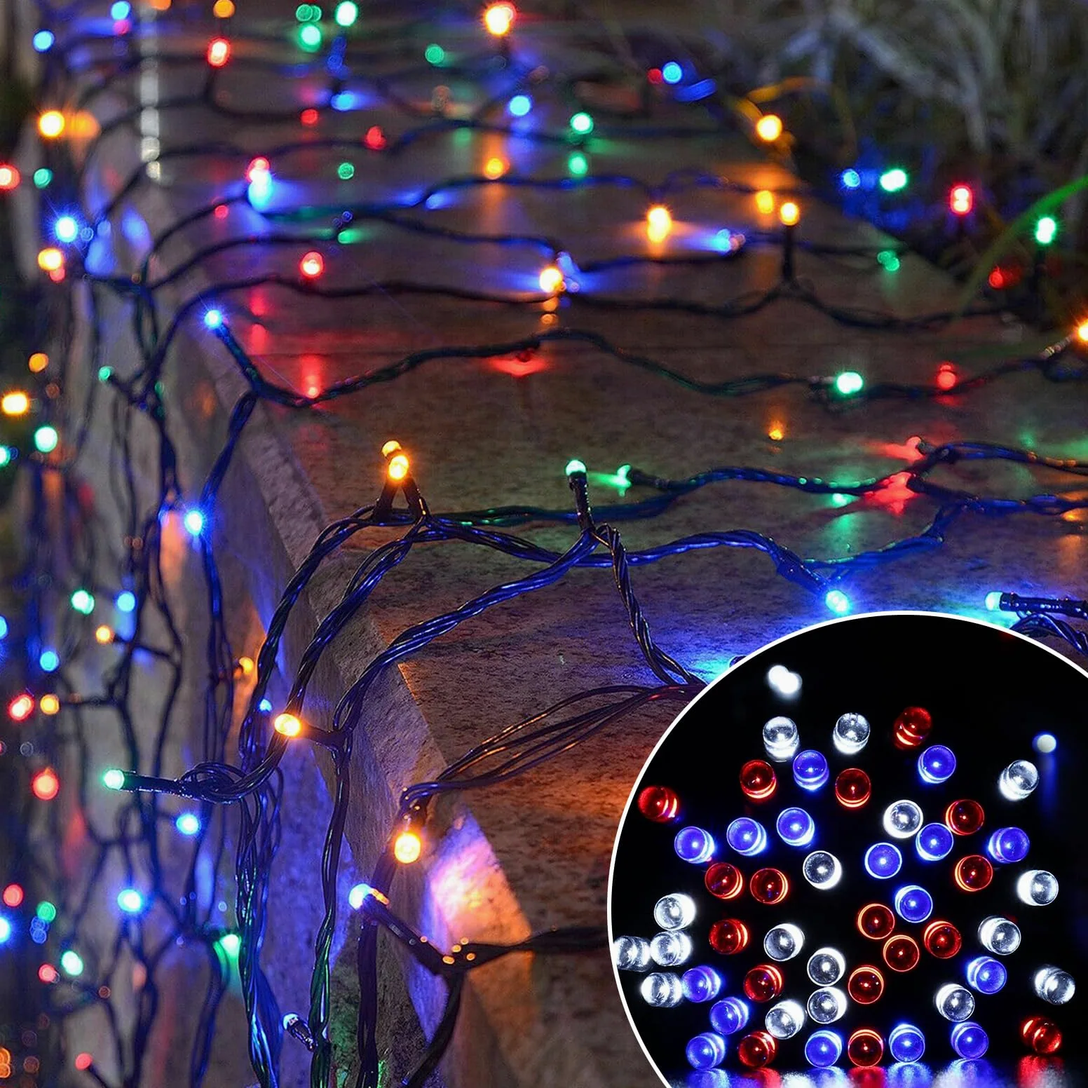 2 luci LED da 10 m, per esterni, catena di luci per albero di Natale, catena luminosa con timer a batteria, 100 LED, 8 modalità, IP67, catena luminosa per esterni e interni, ideali per Natale
