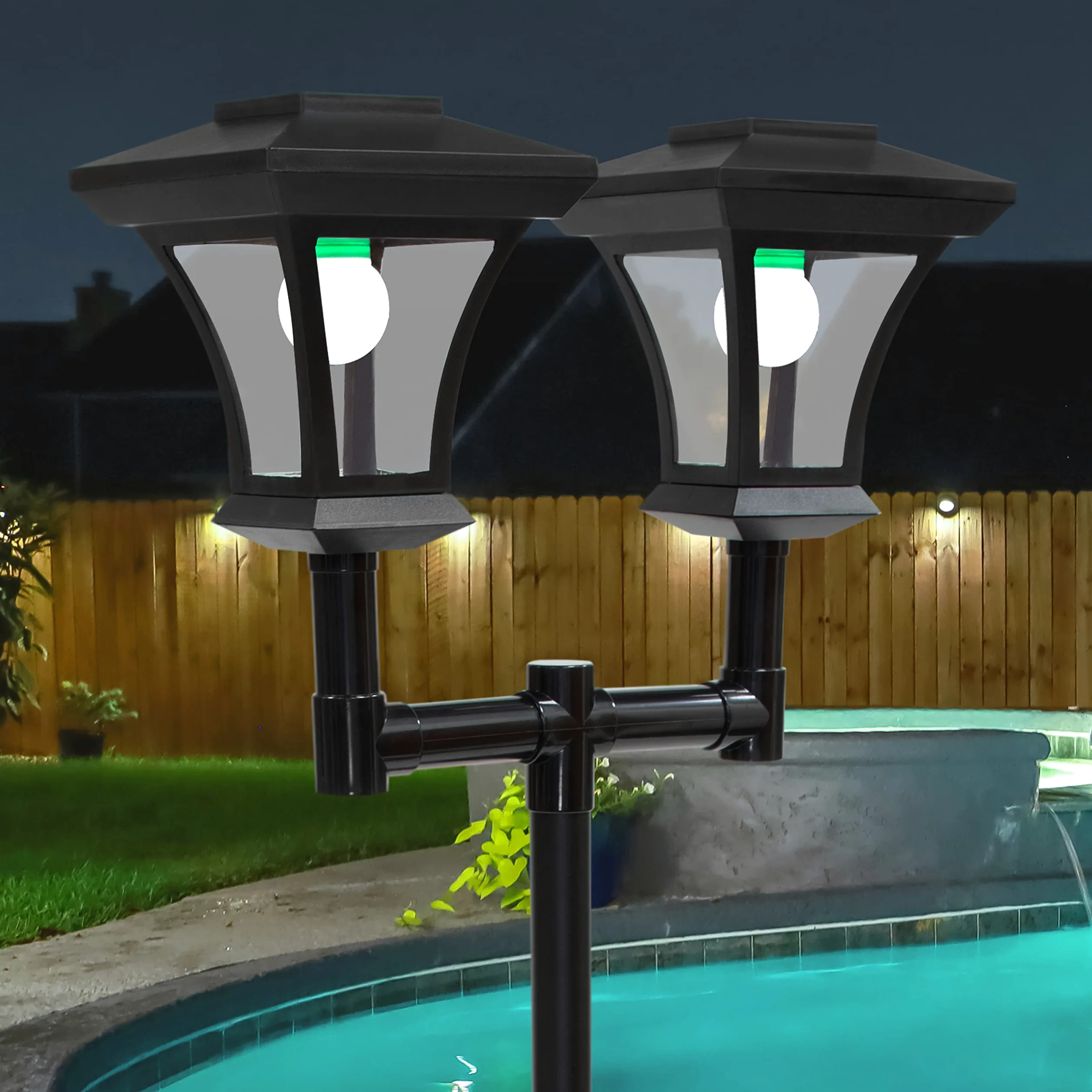 GardenKraft 19510 - Lampada da Giardino a energia Solare, 1,7 m di Altezza, Illuminazione Decorativa per Esterni, 12 luci LED Bianche Luminose, Resistente alle intemperie