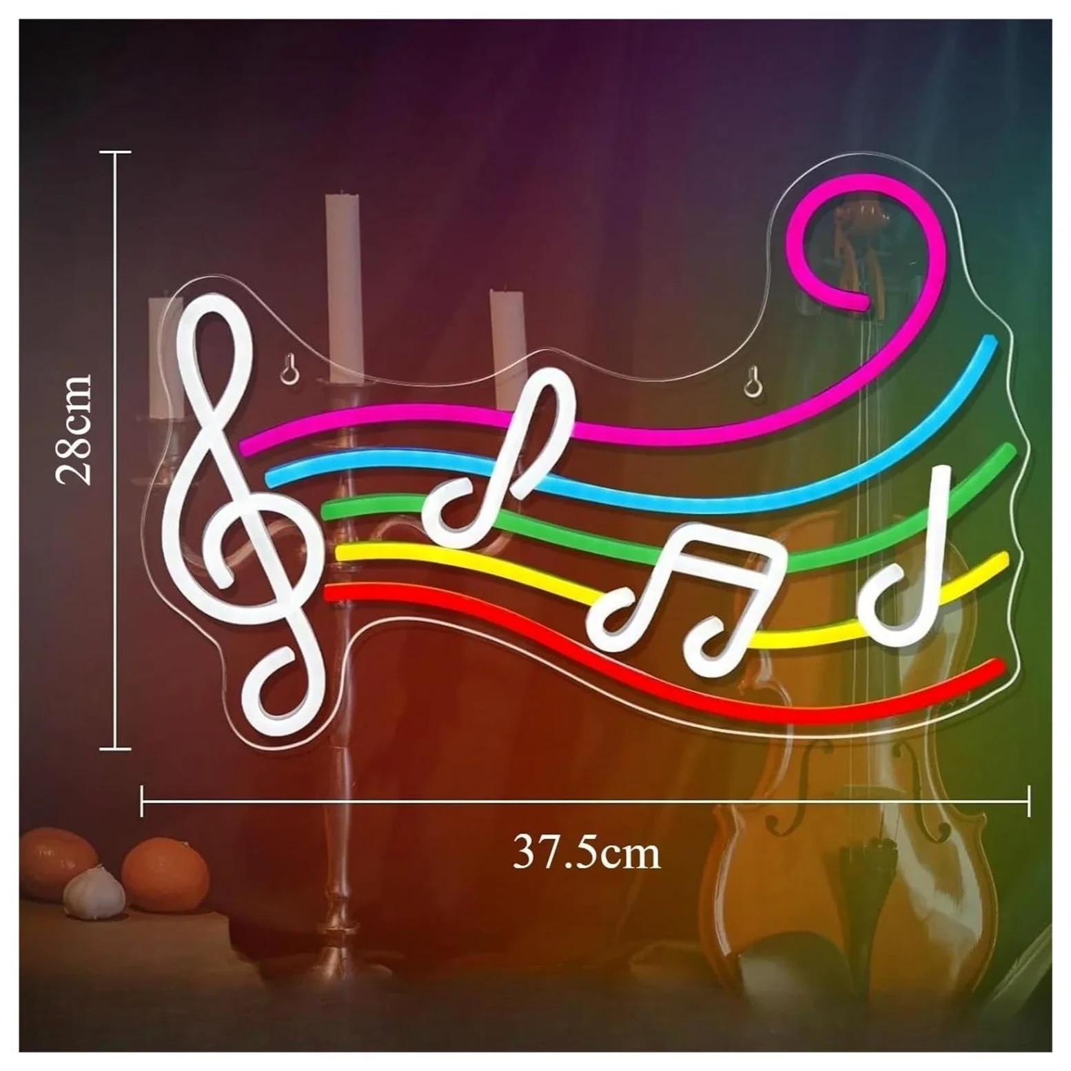 Luci al Neon Da Parete Insegne Al Neon Note Musicali, Luce Al Neon Luminosità Regolabile Alimentata Tramite USB, Adatta Per Decorazioni Da Parete Per Negozi E Case 28cmx37.5cm