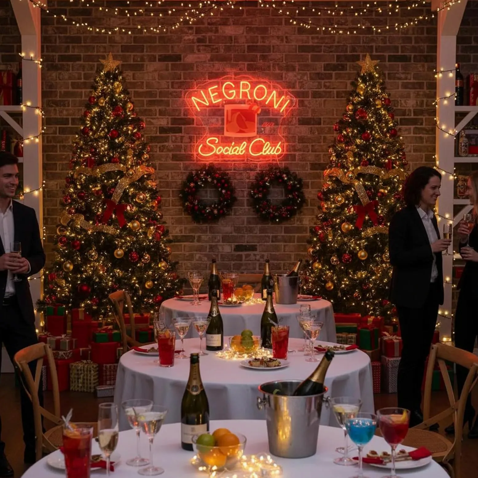Negroni Social Club Targa LED Neon – Decorazione da parete retrò per cocktail per bar e home bar, regalo per gli amanti del Negroni e barkeeper