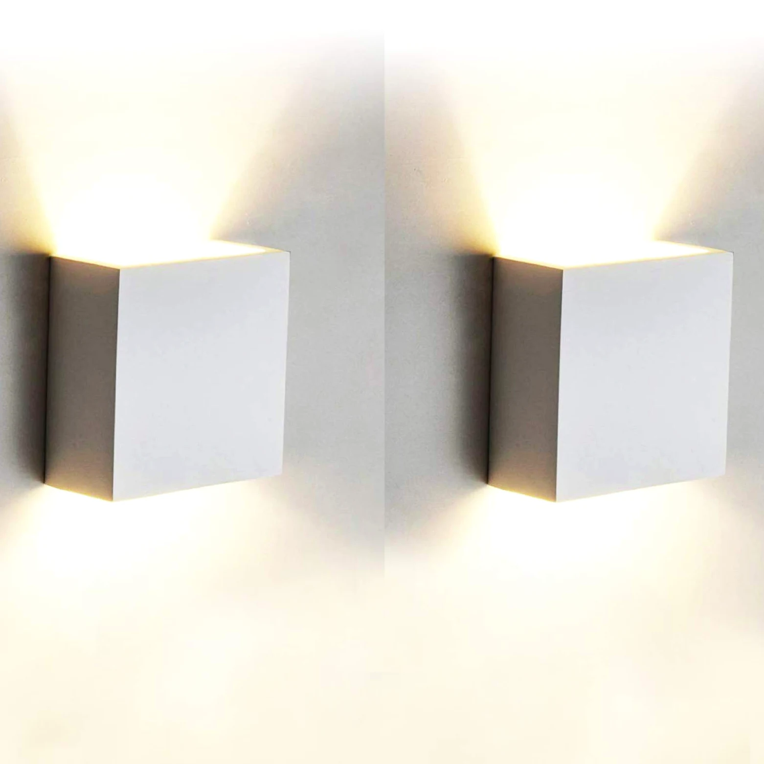 Applique da Parete Interno Moderno Led, 2 Pezzi 7W Lampada da Parete in Alluminio Bianco Caldo 3000K Lampada da Muro per Salotto, Bagno, Camera da letto