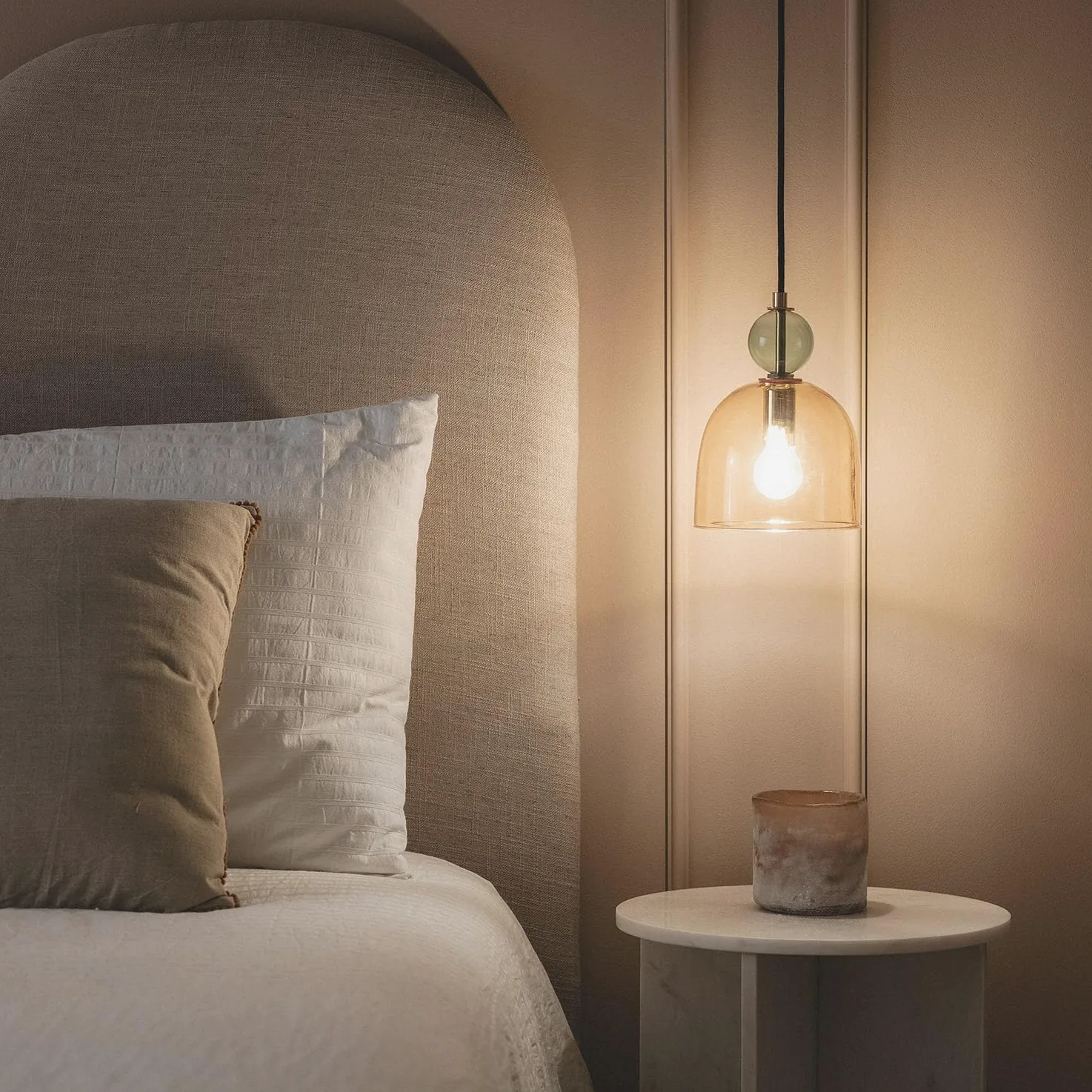 LEDKIA LIGHTING Lampada a Sospensione Metallo e Vetro Mono-Baudelaire Ambra E14