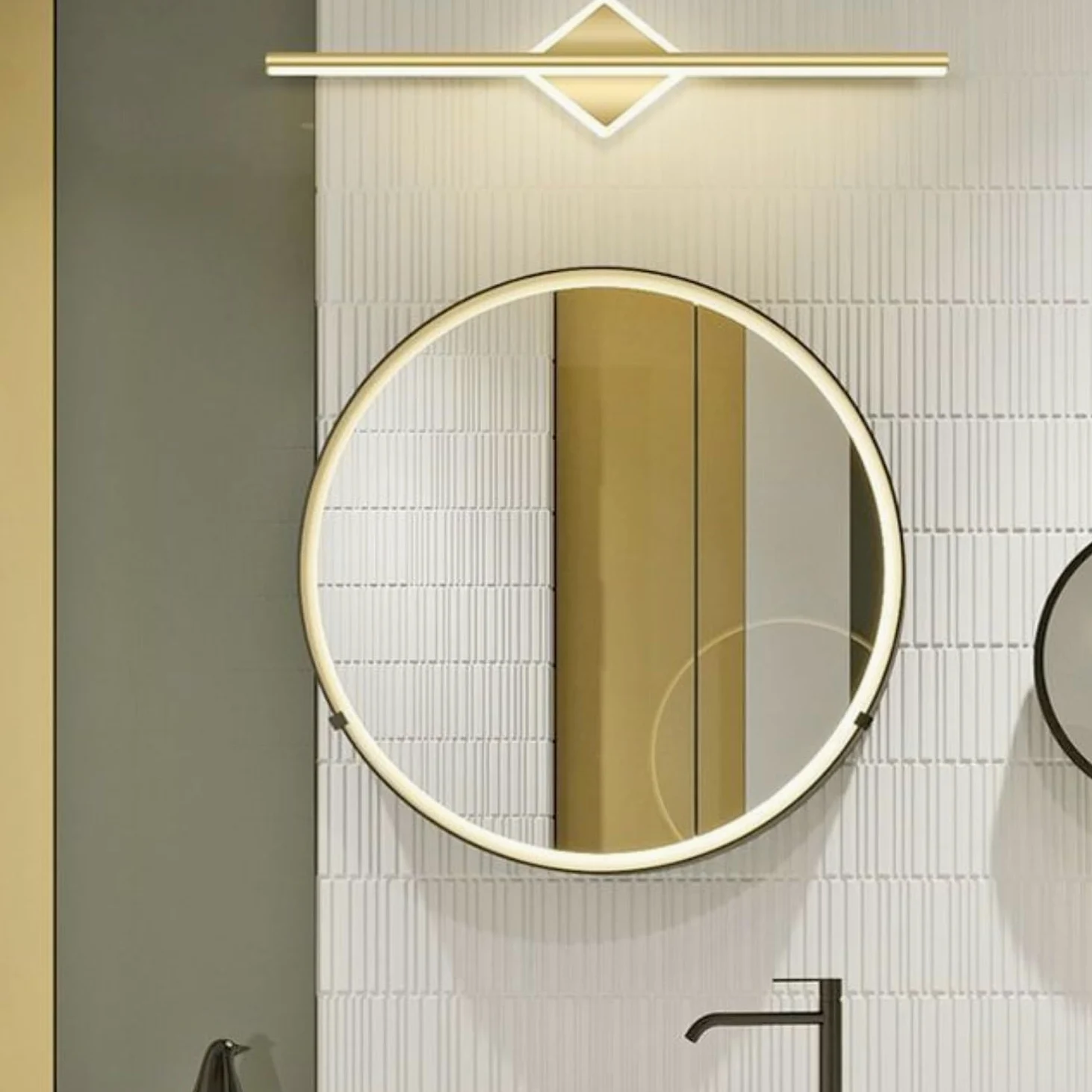 Luce specchio bagno Oro/Nero Lampada Specchio Bagno Luce per Specchio Bagno LED Moderna Illuminazione da Parete (Diamante d'oro, 80 centimetri)