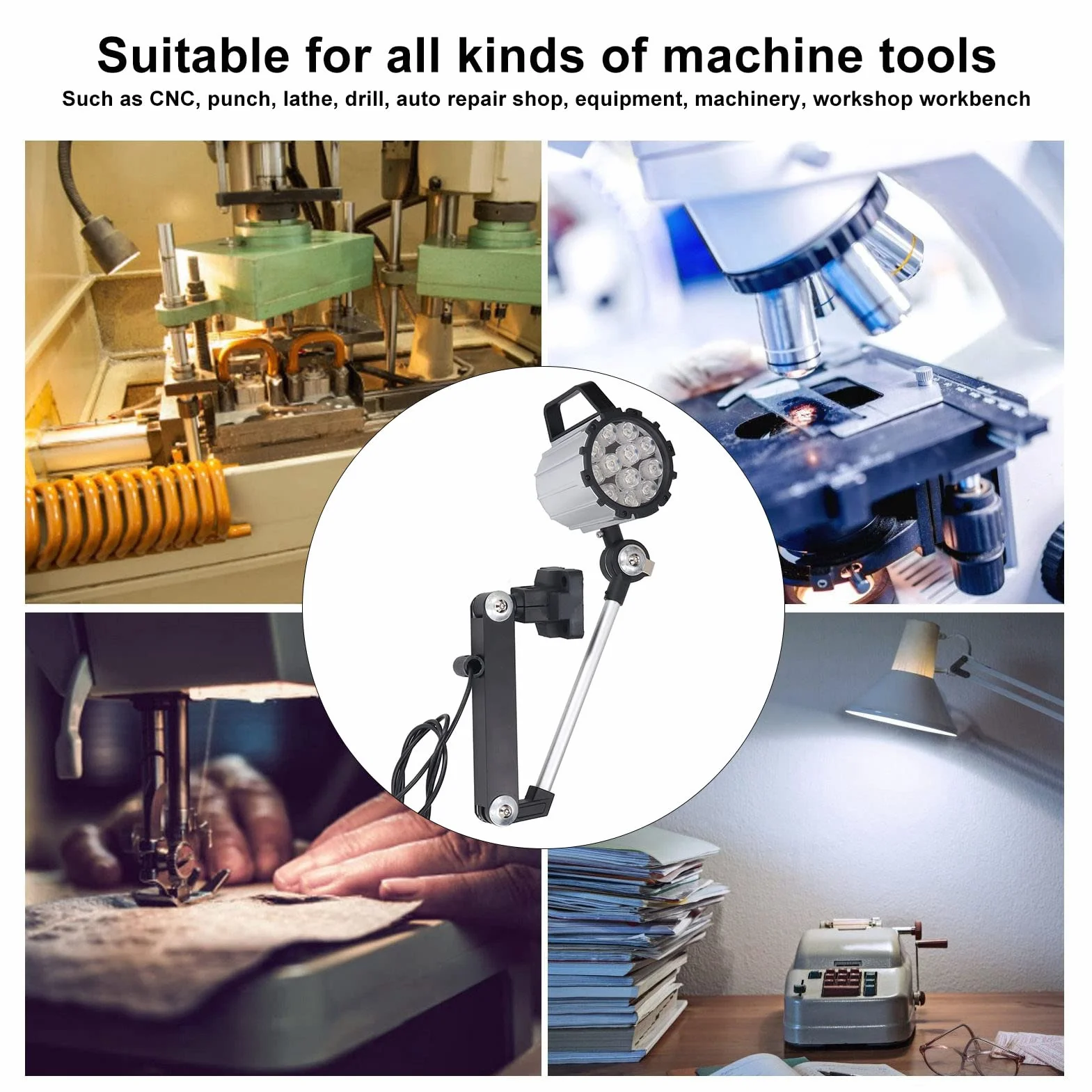 Lampada da lavoro a led impermeabile per macchine utensili CNC Lampada da lavoro pieghevole a prova di olio impermeabile 12w Lampada da tavolo da lavoro 24v
