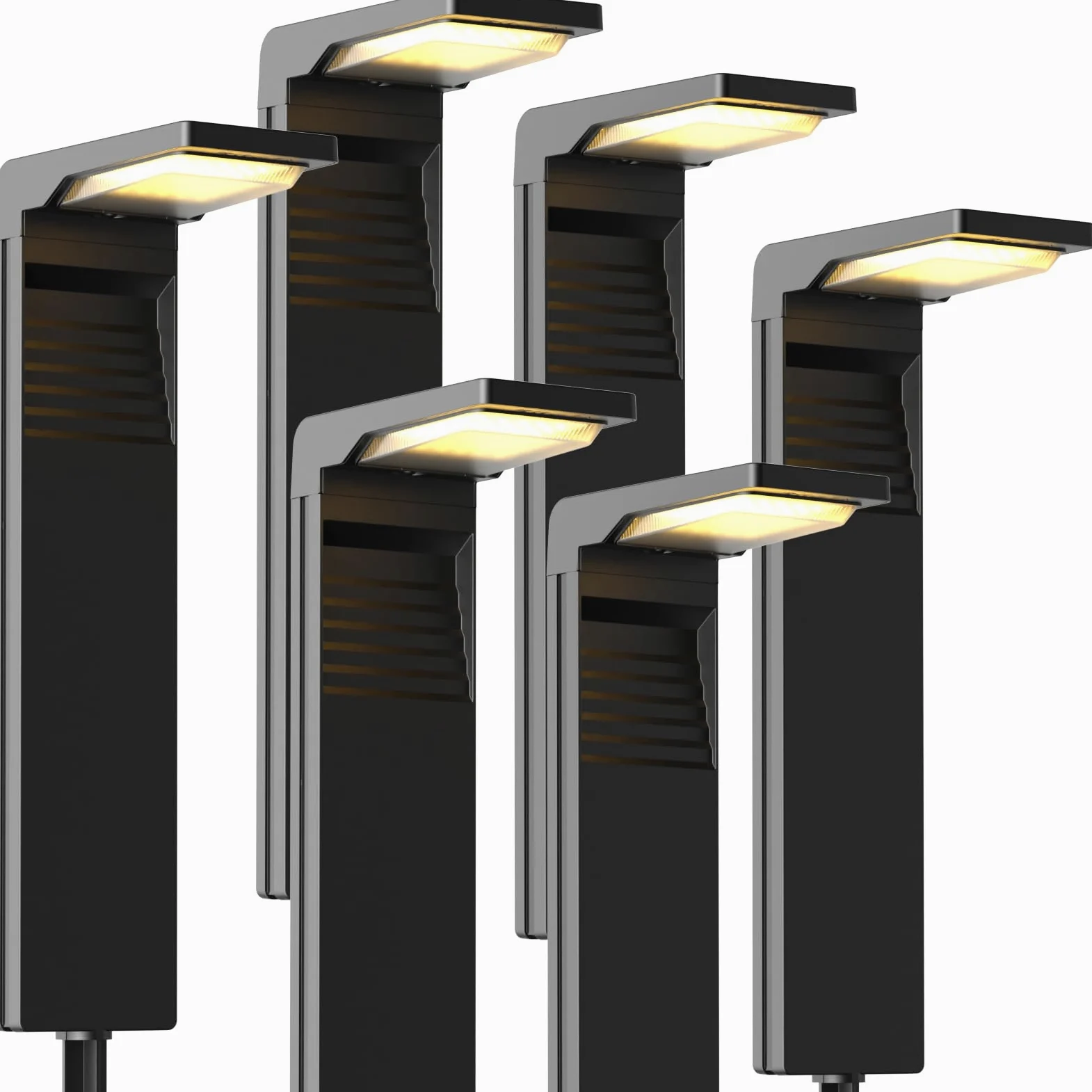 OUSFOT Faretti Solari da Giardino con 2 Temperature di Colore 6 Pezzi, Luci Solari da Giardino Potenti 32 LED, IP65 Impermeabile Luci da Esterno Giardino, Sentiero, Vialetto, Terra Percorso, Nero