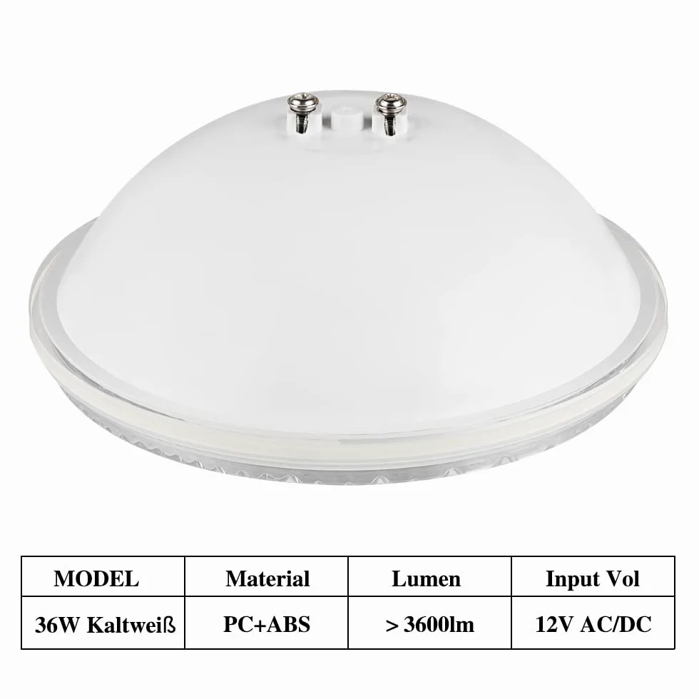 LED PAR56 36 W, PC bianco freddo, illuminazione per piscina, 12 V, 6000 K, Ip68, luce subacquea, illuminazione a LED per piscina, illuminazione a LED per piscina