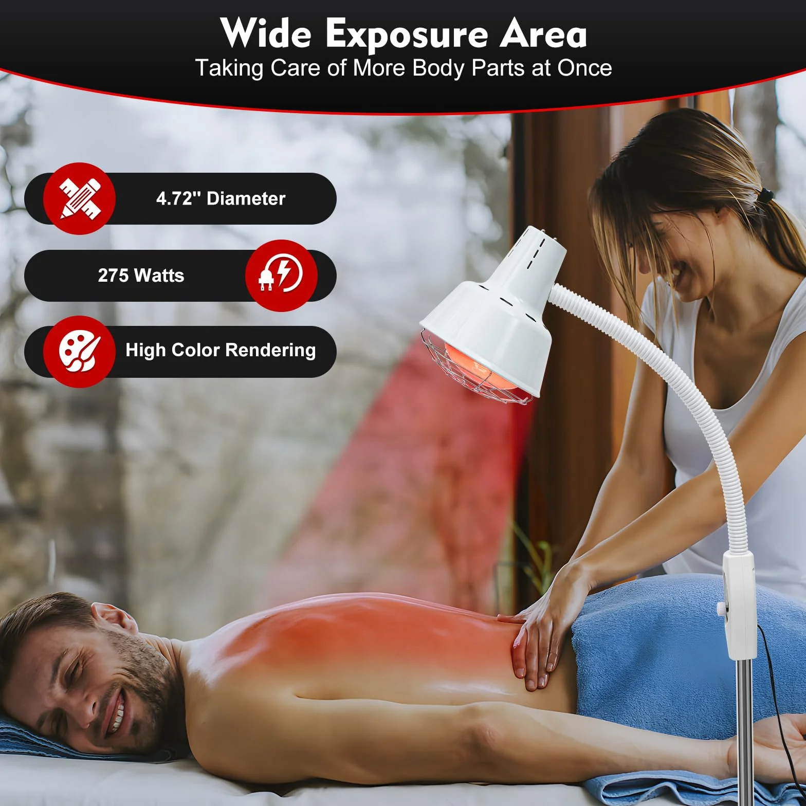 Lampada Riscaldata A Infrarossi, Radiatore A Infrarossi, Lampada Terapia, Termoterapia Curare L'infiammazione, Alleviare il Dolore Varie Aree, Promuovere Recupero Muscolare E Cicatrizzazione Piaghe