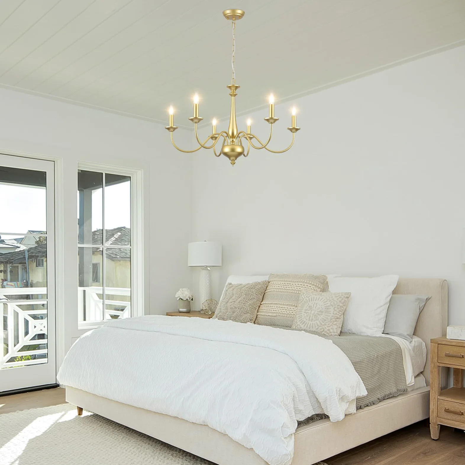 Lampadario dorato a sospensione vintage lampada a sospensione 6 luce lampada a sospensione soggiorno, lampadario sala da pranzo, lampadario industriale per cucina camera da letto, lampadina E14
