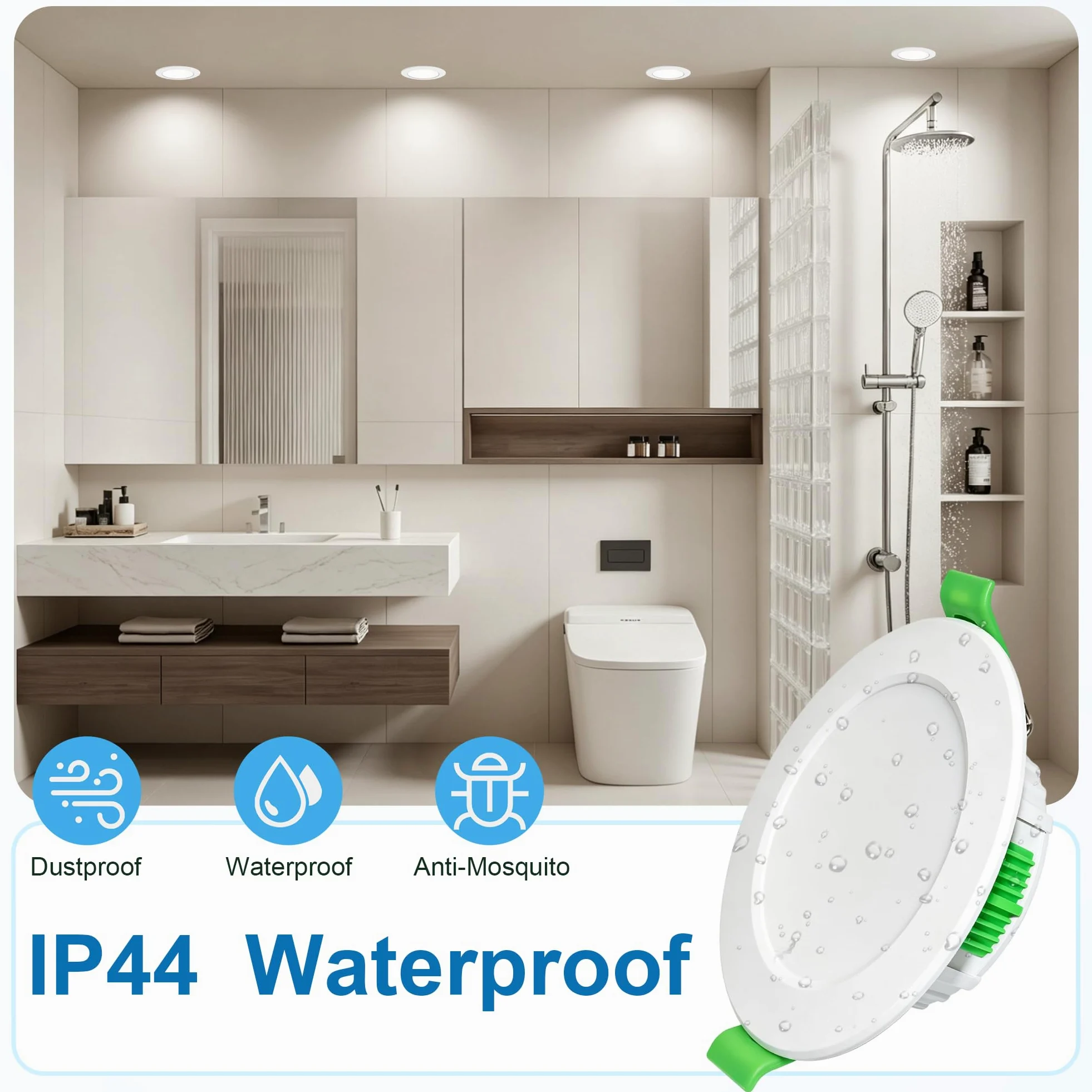 Faretti LED da Incasso Cartongesso 230V 5CCT 5W Ø68-75mm Set 10 | IP44 Ultra Slim 25mm, 5CCT Luce Calda-Neutra-Fredda, Faretti LED Soffitto per Bagno Cucina Soggiorno, Bianco