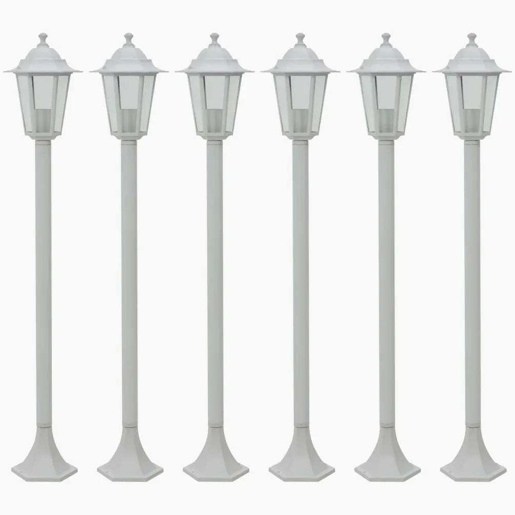 vidaXL 6X Lampioni da Giardino E27 Alluminio Bianco Luce da Esterno Lanterna