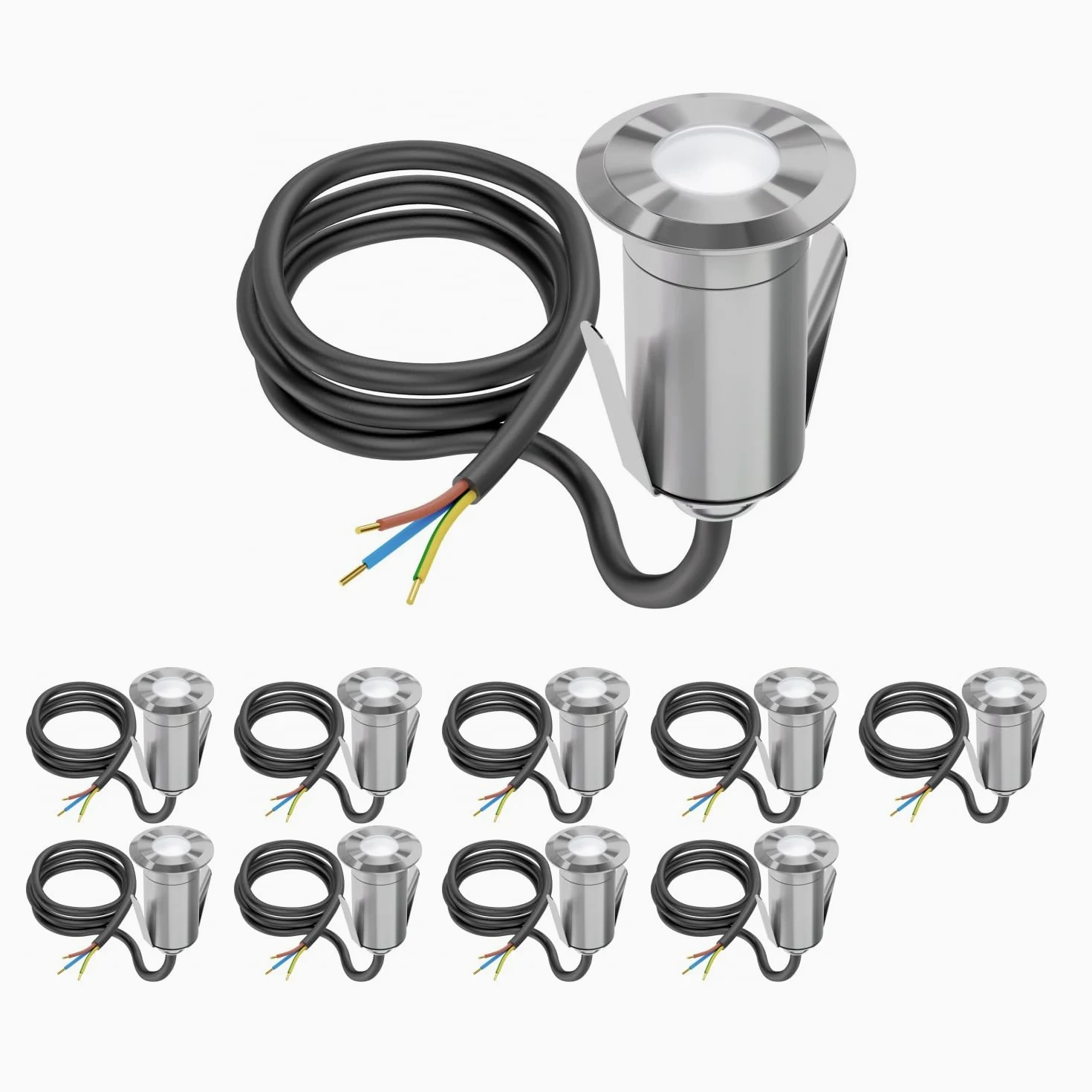 ledscom.de 10 pz Lampada da incasso a pavimento LED GLOX per esterni, IP67, alluminio, rotonda, Ø 35 mm, bianco, opaco