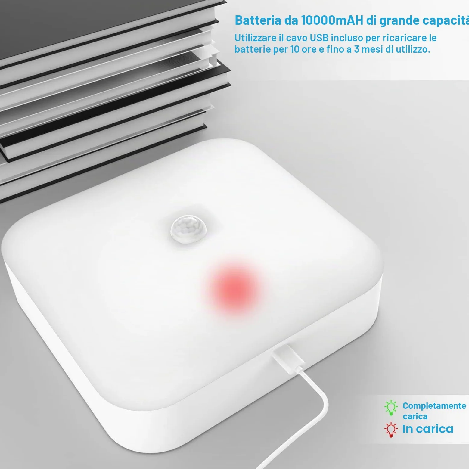 Toowell 2 pezzi Lampada da soffitto con sensore di movimento interno, lampada LED con batteria, ricaricabile, alimentata a batteria, per bagno, cantina, corridoio