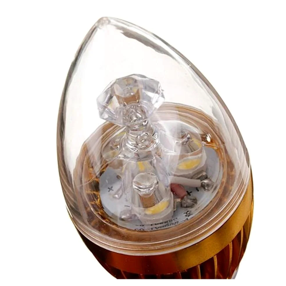 Fengyan Bulbi Domestici 50pcs / lot. AC85-265V 6W E14. Lampadina a candela a vite 3x2w Lampadina a candela a LED for interni caldo super puro bianco ( Colore : Gold shell , Dimensione : Blanc )