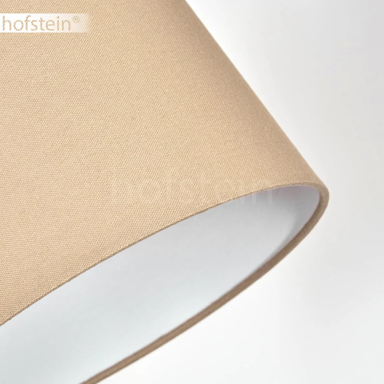 Lampada da terra Palmeiros, lampada da terra in metallo/tessuto beige/bianco, lampada in stile boho con paralume rotondo (Ø 25 cm) e interruttore a pedale, altezza 160 cm, 1 x E27, senza lampadina