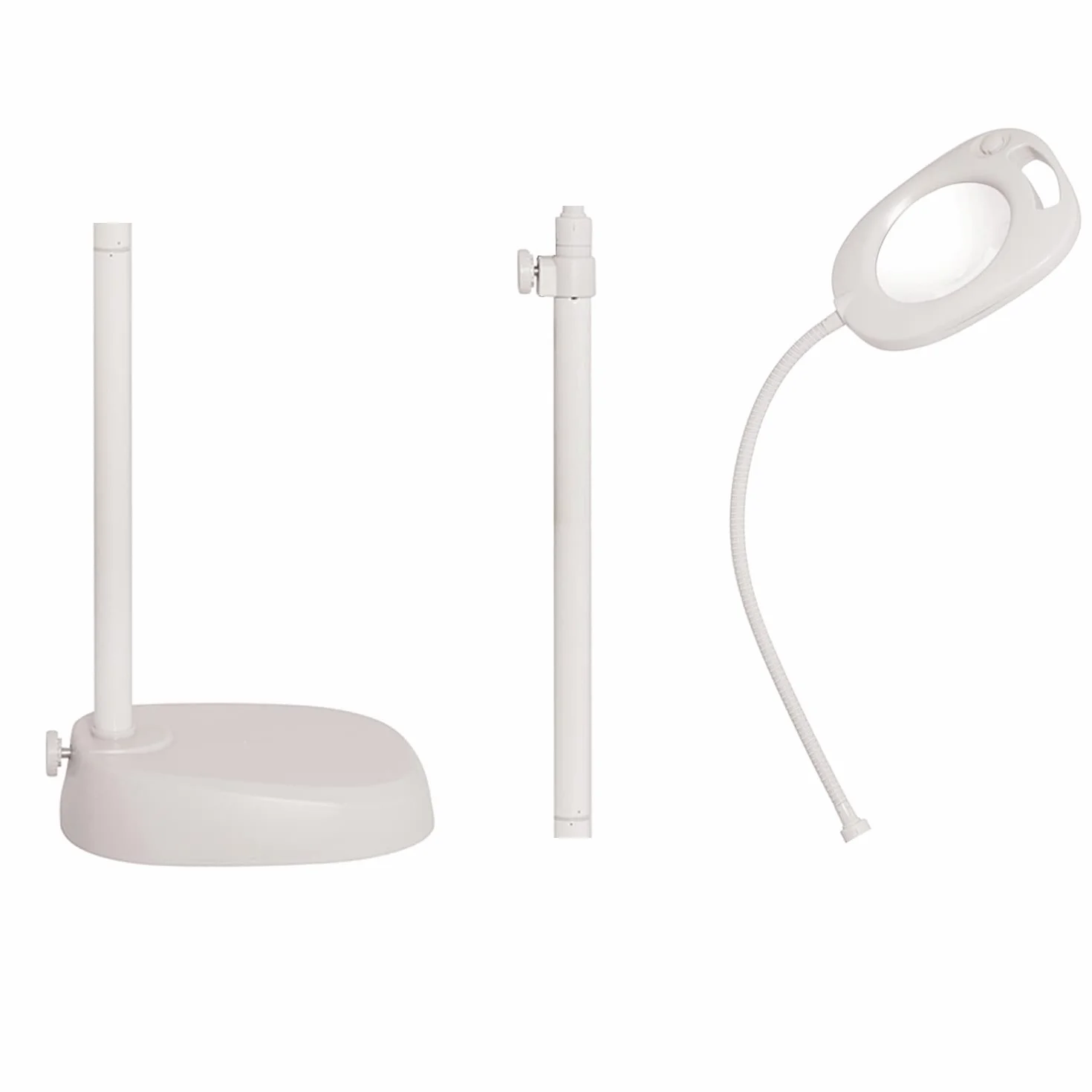 PURElite LED Lampada da Terra con ingrandimento, Lampada da Tavolo Regolabile, Alimentazione a Rete o a Batteria, Bianco