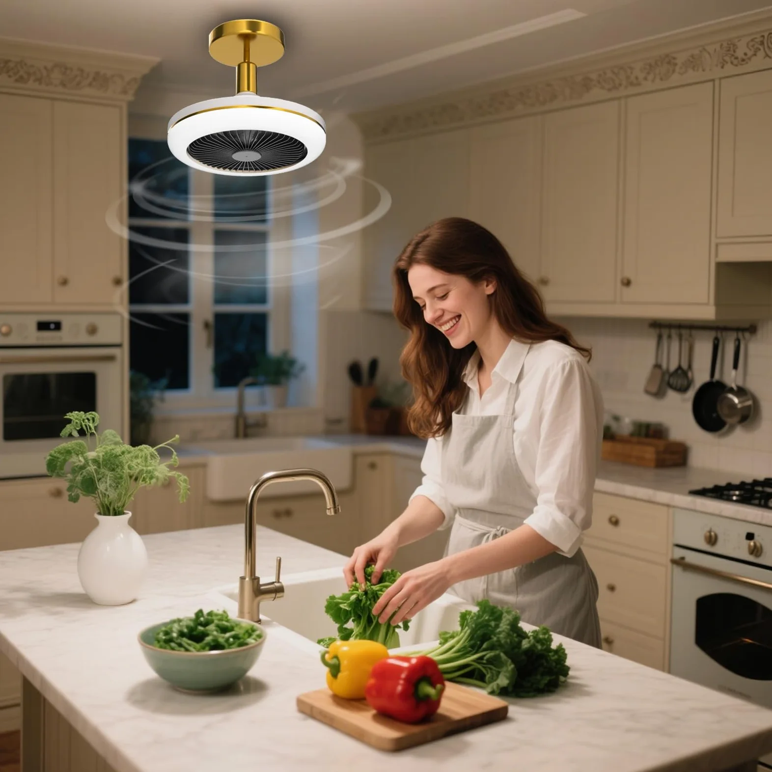 Ventilatore da Soffitto con Luce e Telecomando, E27 Plafoniera LED con Ventilatore da Soffitto Silenzioso,30W Dimmerabile 3000K/4000K/6000K, per Cucina Camera da Letto Bagno, Tempismo