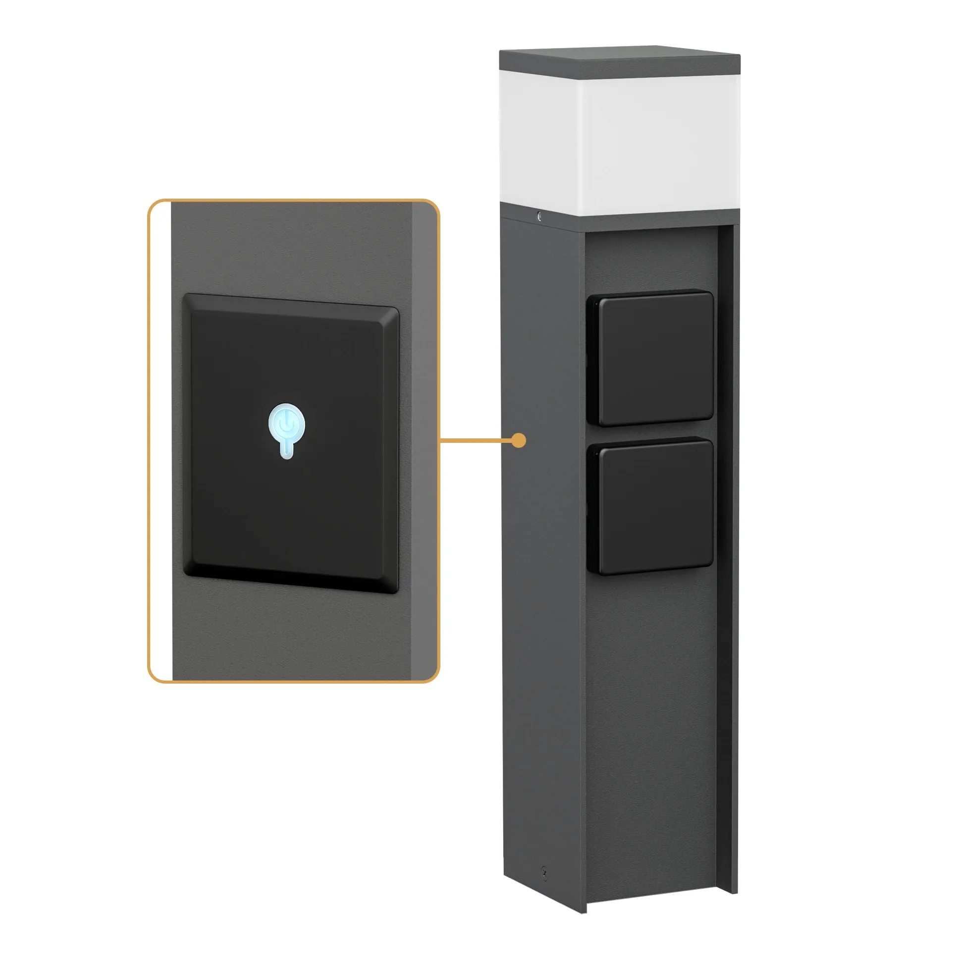 ledscom.de Bollard light PODEL per esterni, Smart Home, 39cm, antracite, 2 prese, incl. lampadina G9, 596lm, bianco