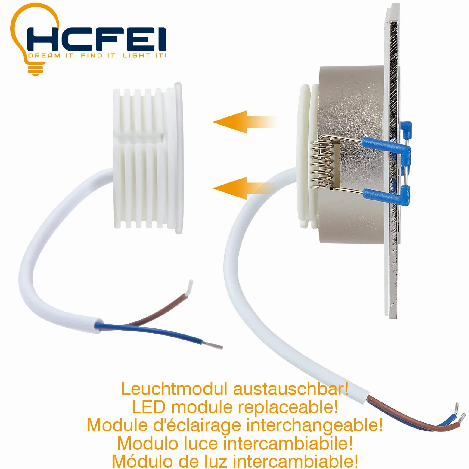 HCFEI | Faretto da incasso a LED 5W | 35mm di profondità d'incasso | Ø60mm di diametro del foro | Faretto regolabile per soggiorno, bagno | 230V | IP44 | Bianco caldo 3000K | SET 6