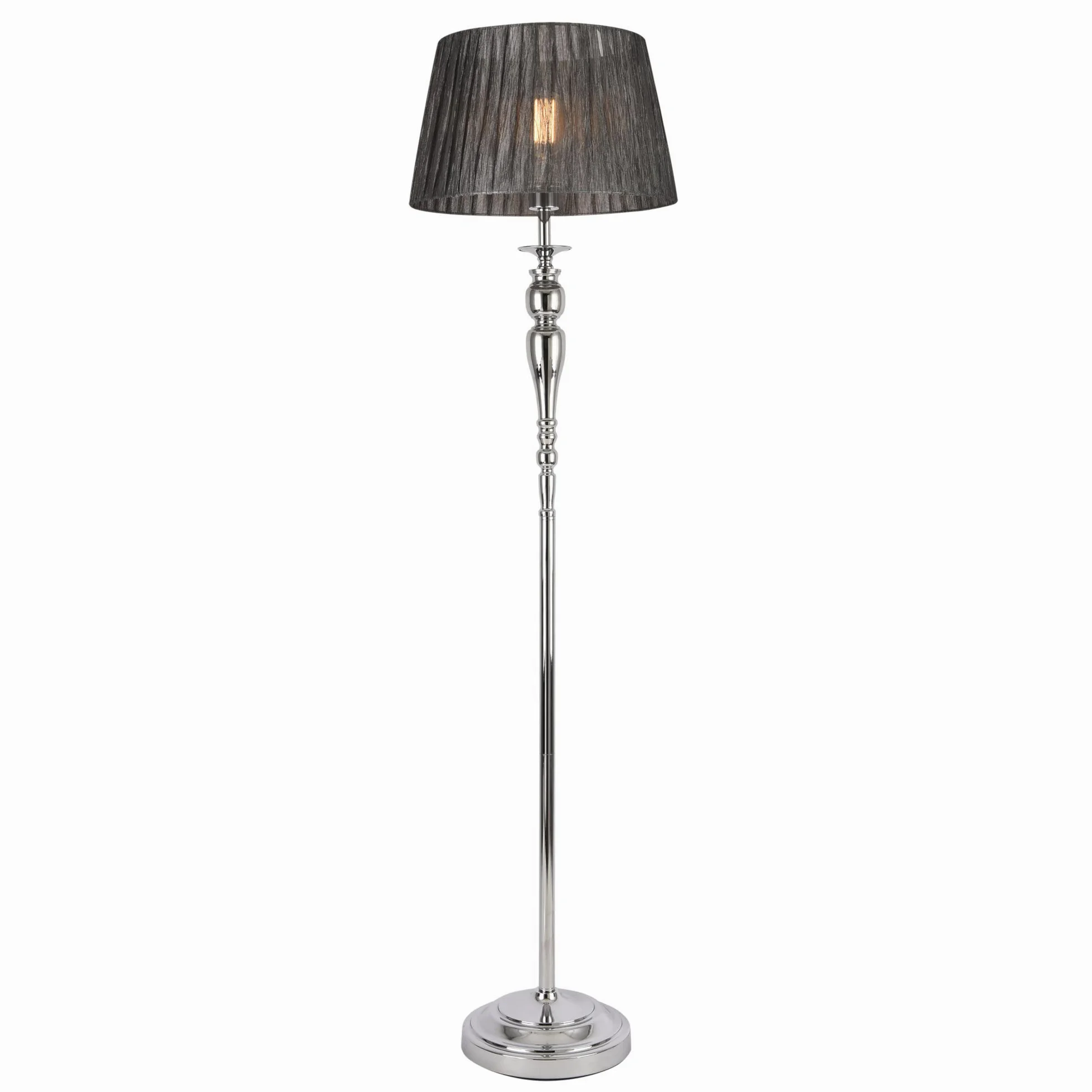 lux.pro Lampada da Terra Alta 151 cm Piantana con Paralume Conico in Tessuto Grigio Ø40 cm Lampada a Stelo Decorativo in Metallo Cromato