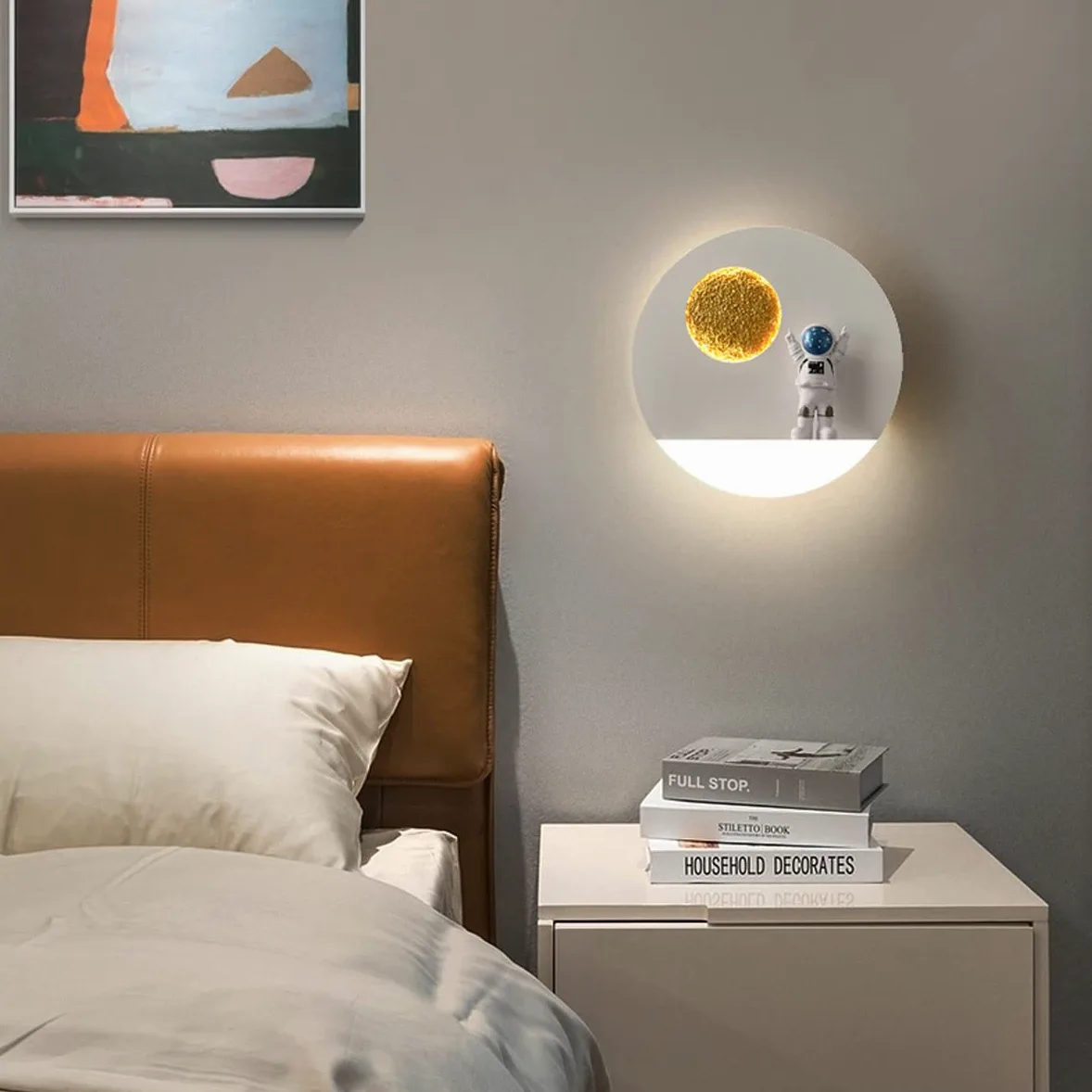 Lampada da parete LED Bambini con Telecomando, 12W Moderna Applique da Parete Astronauta Lampada da Comodino Cameretta Bambini per Ragazzi Ragazze Camera da Letto Metallo Lampada a Muro (A2)
