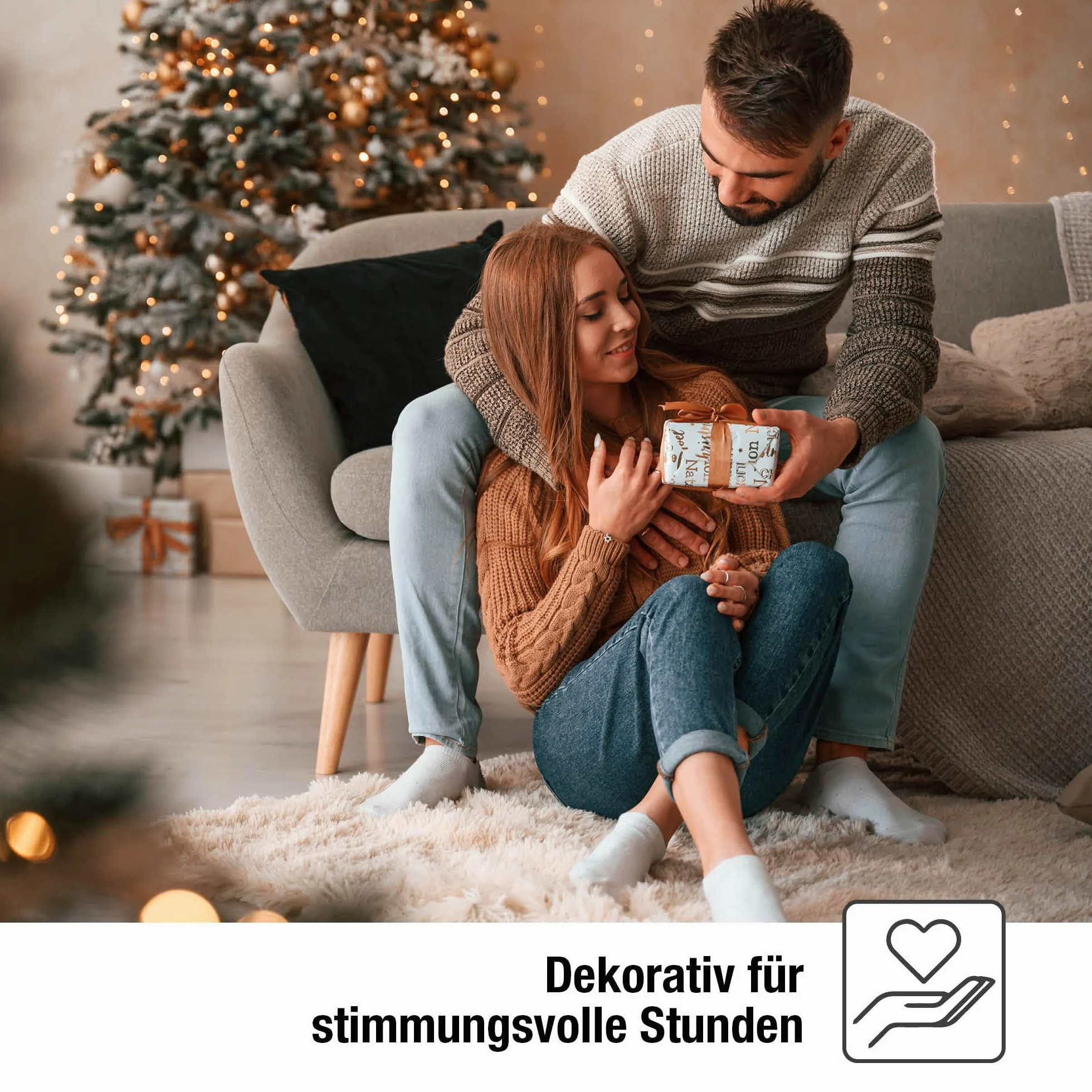 Hellum Catena luminosa per albero di Natale esterno con spina e clip, 45 candele LED per albero di Natale, 19,8 m, cavo alimentazione 5 m, codolo bianco, cavo nero, < 59 lm, 640410