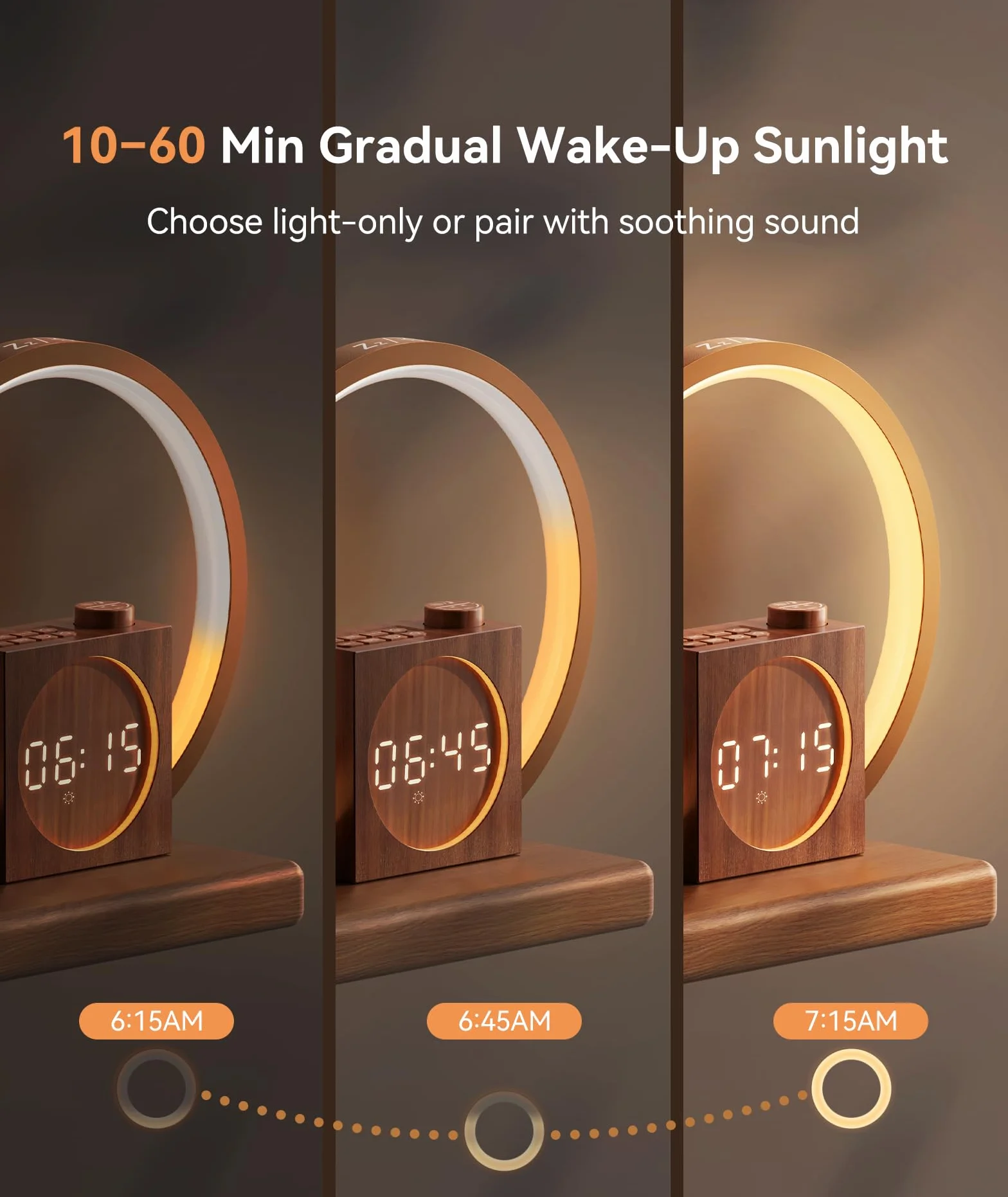 Dreamegg Lampada da Comodino con Sveglia - Sunrise Alarm Clock con 20 Livelli di Iuminosità, 12 Modalità di Illuminazione, Controllo Tattile, Aiuto Sonno per Neonati e Adulti, 25 Suoni Rilassanti