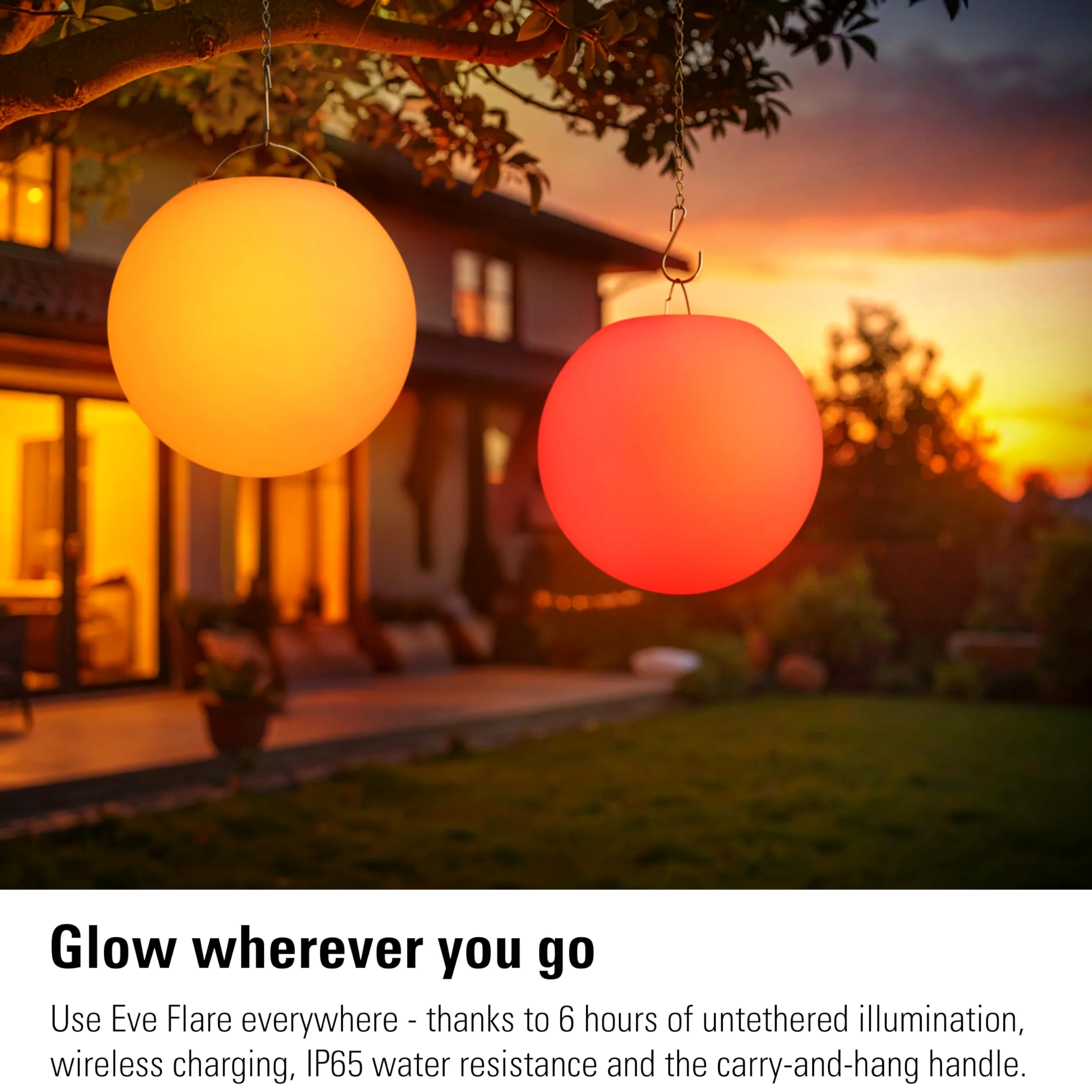 EVE Flare - Lampada LED portatile intelligente con tecnologia Apple Home, resistenza all'acqua IP65 e ricarica wireless, Bluetooth & Thread