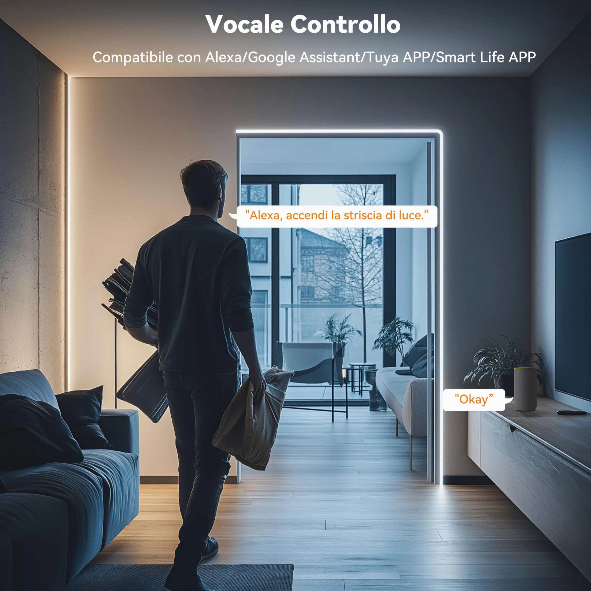 PAUTIX COB LED Striscia CCT 10M 24V Regolabile 2700K-6500K WiFi LED Strisce Funziona con Tuya/Alexa/Google Assistant,640LEDs/m,CRI90+,Intelligente LED Strip Lights per Armadio da Cucina, Camera,TV