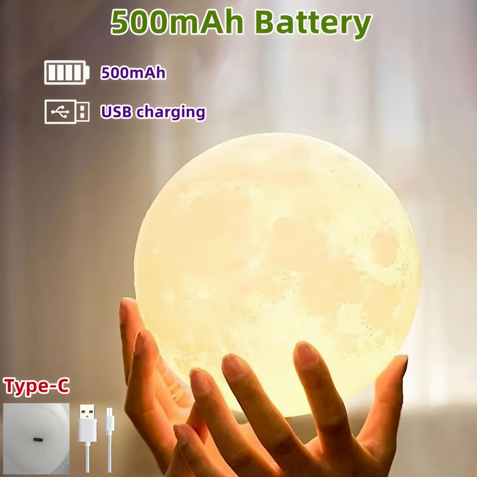 Lampada a forma di luna, 16 colori, luce notturna a LED con supporto, telecomando e controllo touch, lampada a forma di galassia per adolescenti, ragazze e ragazzi, ricaricabile tramite USB, luce