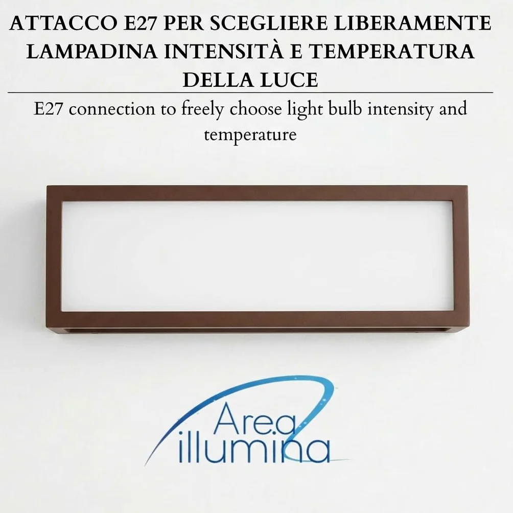 Applique da Parete in Alluminio per Esterno, IP54, E27 Max 20W, Stile Moderno, 370x110x100 mm, Bianco/Antracite/Corten (Corten)