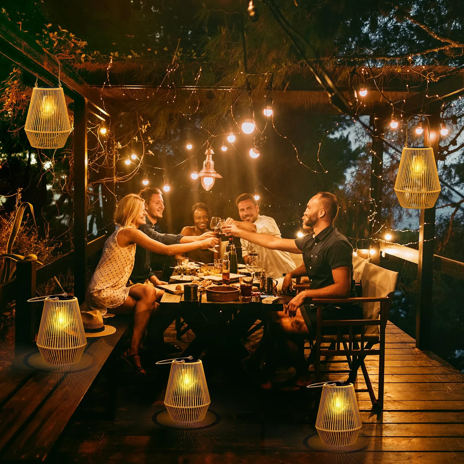 Lanterne da Esterno, KagoLing Lanterne Solari da Esterno 1 Pezzi IP65 Impermeabile Lampada Solare da Giardino per Natale Feste Decorazioni natalizie