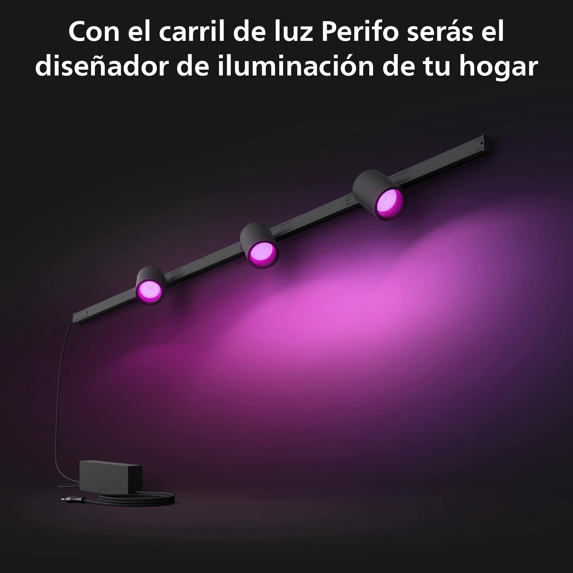 Philips Hue White and Color Ambiance, Perifo, Kit di Illuminazione a Binario da parete, Kit con 3 Faretti, 16.8 W, Nero