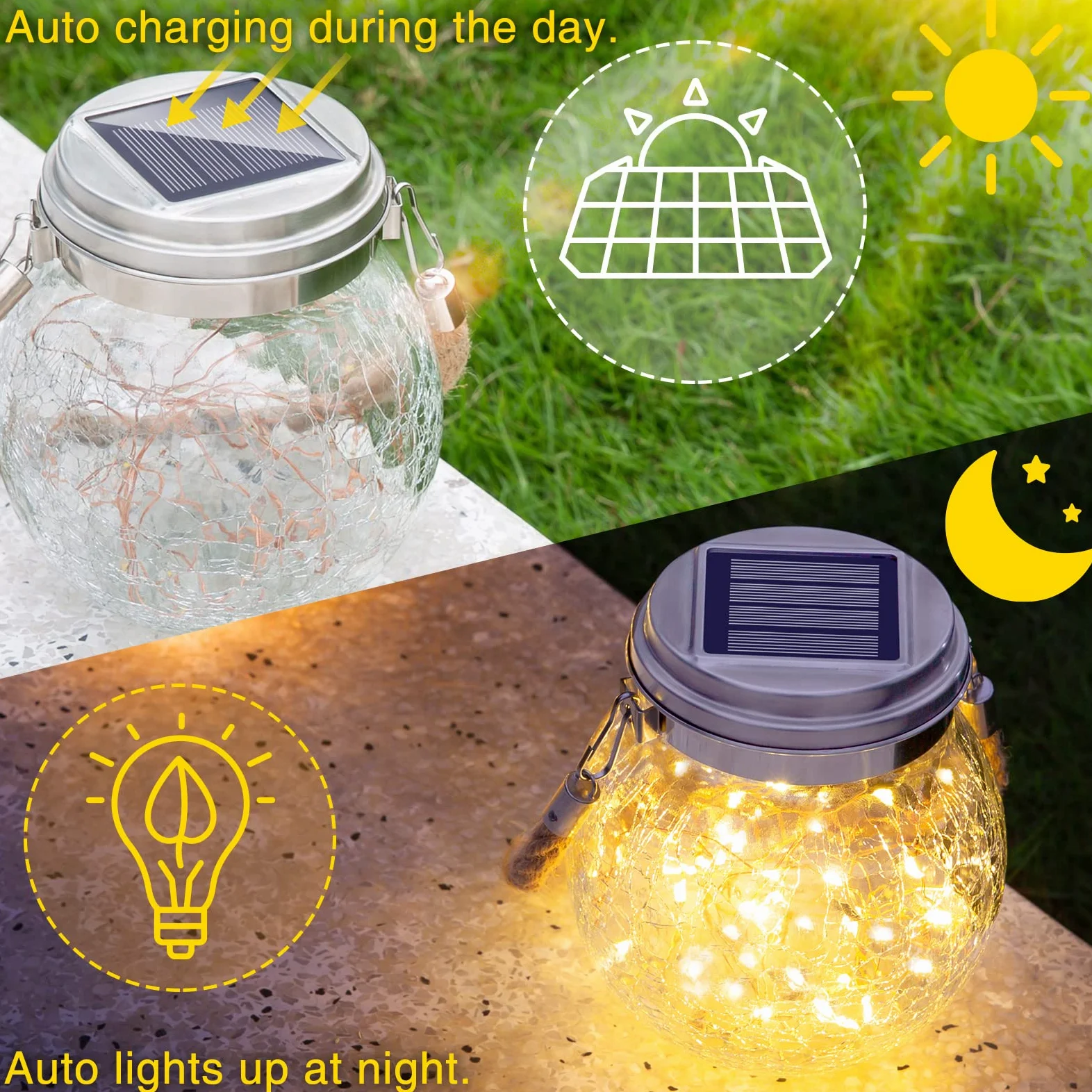 Lanterna solare, confezione da 2 lanterne da esterno con 30 LED impermeabili, decorazione da giardino, patio, luci solari decorative per esterni, cortile, esterni, luce calda