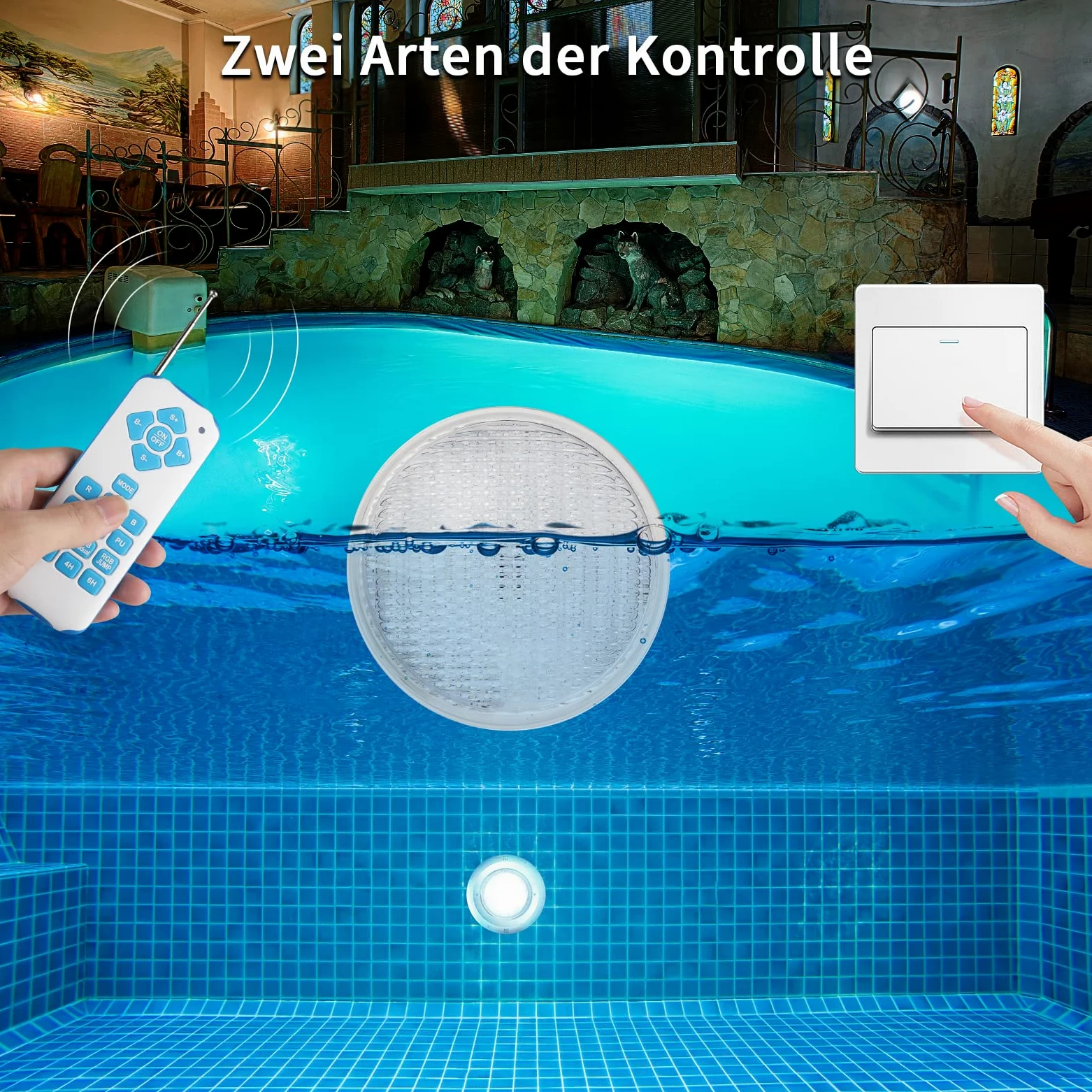 COOLWEST 54W LED Illuminazione della piscina, luce subacquea RGB Multi Color LED Pond Illuminazione, PC Impermeabile 12V AC/DC con telecomando per piscina o spa del bagno dell'acquario