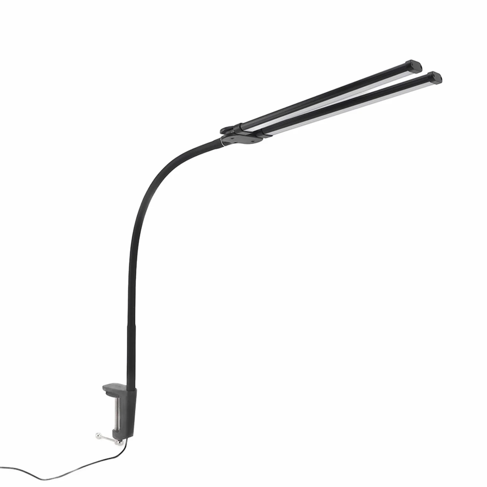 Lampada da Scrivania a LED a Doppia Testa Illuminazione da Scrivania Dimmerabile Continua Flessibile a Collo di Cigno per Postazioni di Lavoro per Ufficio Domestico USB 5V 10W