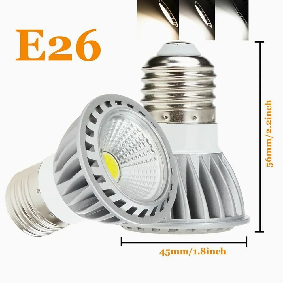 Luci, Confezione da 5, faretto LED COB 6W GU10/E27 AC85-265V Lampada in Alluminio Non dimmerabile, lampadine per Uso Domestico