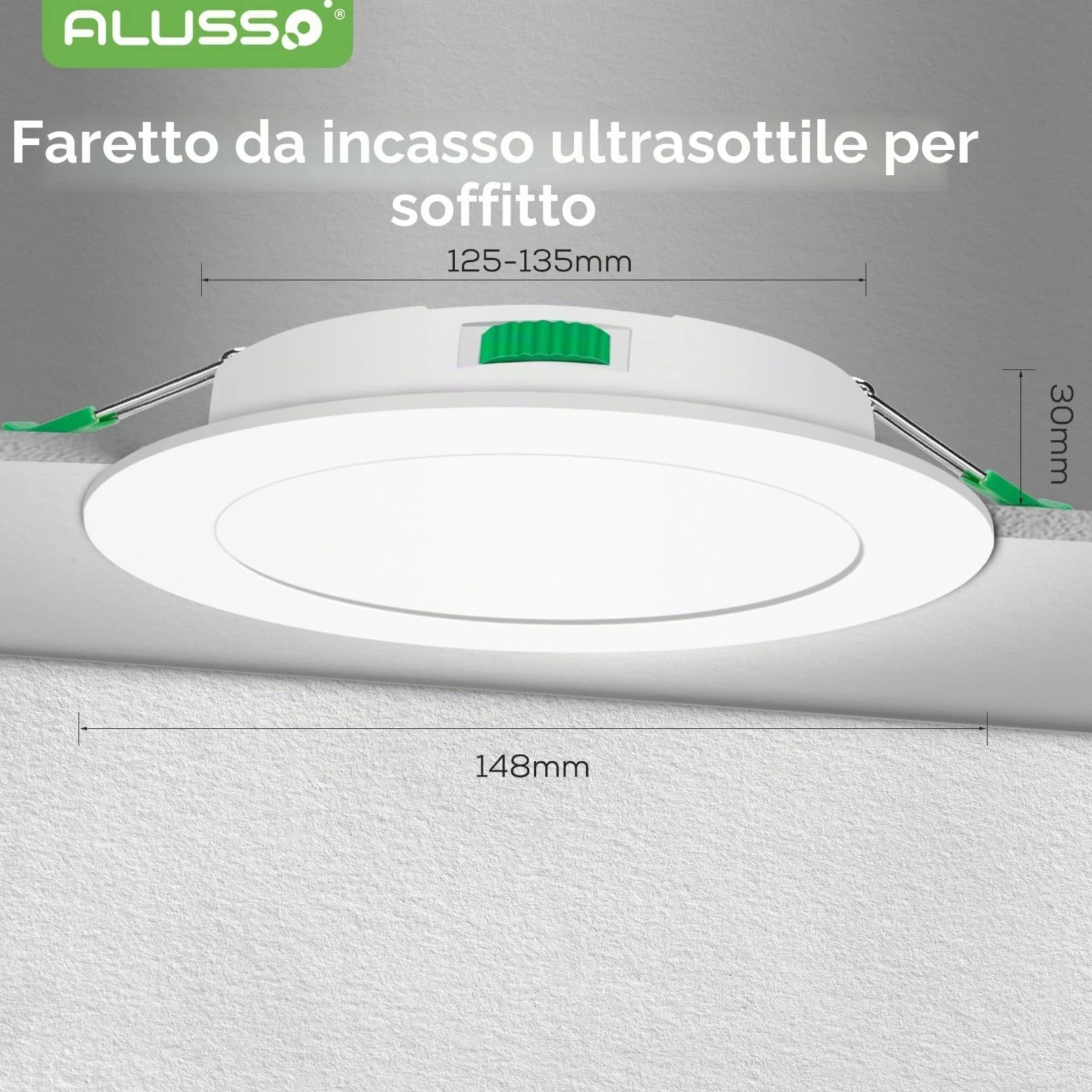 ALUSSO Set di 6 faretti LED da incasso piatti 230 V, 10 W, 800 lm, intensità variabile, ultra sottile, profondità di incasso 30 mm, bianco caldo 3000 K, bianco neutro 4000 K, bianco freddo 6500 K,