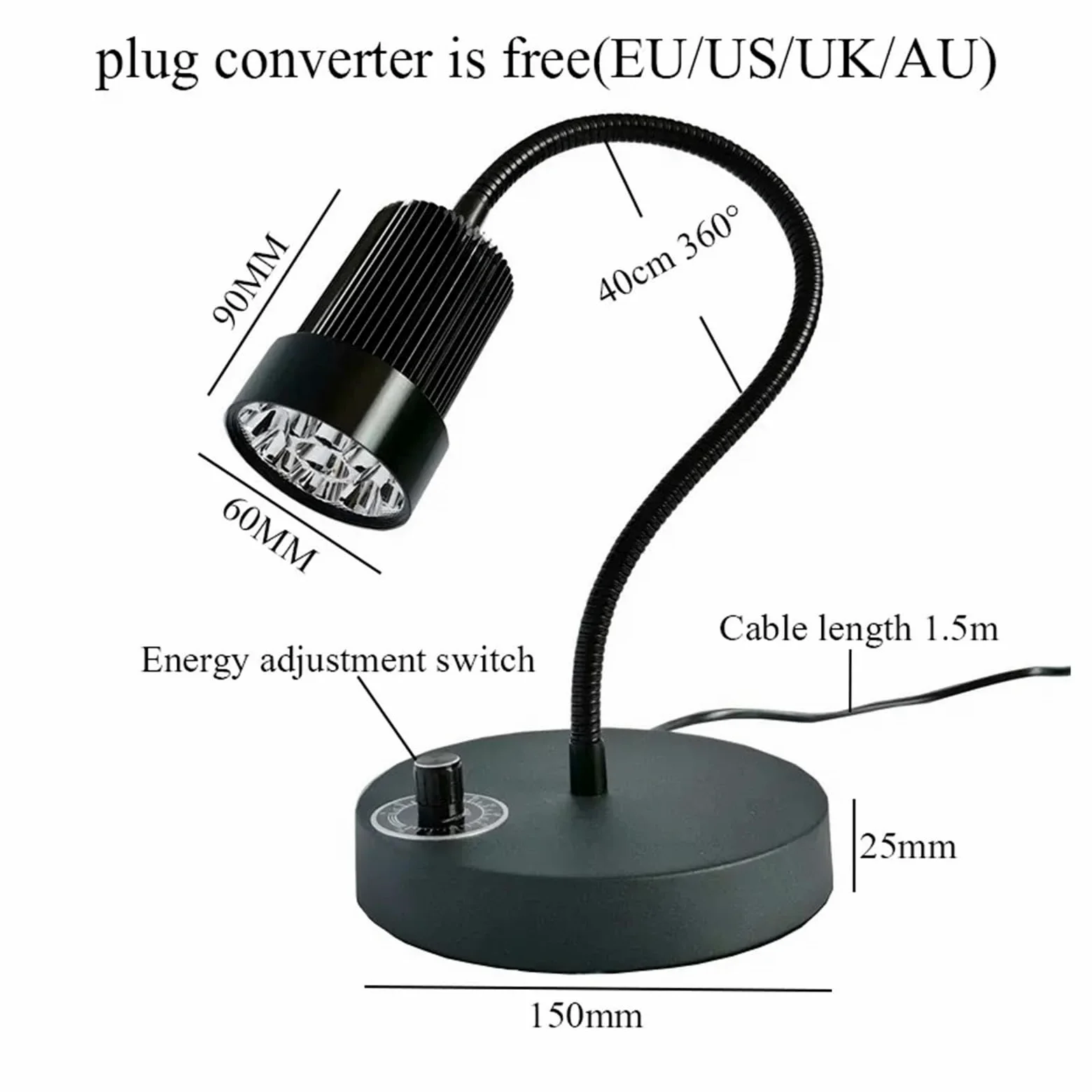 Lampada In Resina UV, Led ultravioletti UV regolabili da 100 W 405nm 365nm 395nm Lampada polimerizzante Colla epossidica Riparazione del circuito in resina di olio verde Polimerizzazione Della Resina