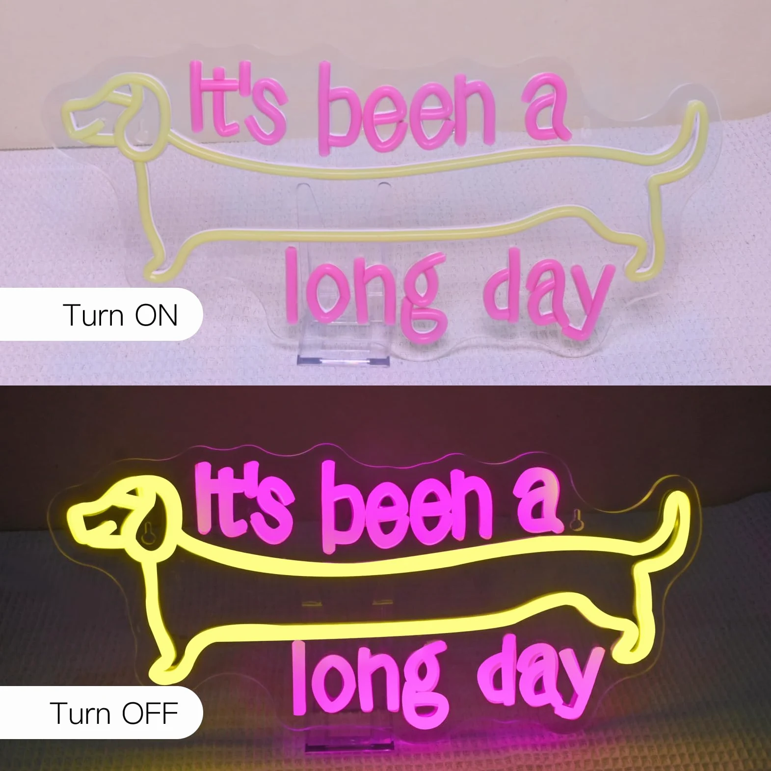 It's been a long day Dachshund Neon Led, Bassotto Scritte Neon Decorazione da Parete, Insegne Luminose Adatto per Camera da Letto, Soggiorno, Cameretta dei Bambini, Festa di Intrattenimento