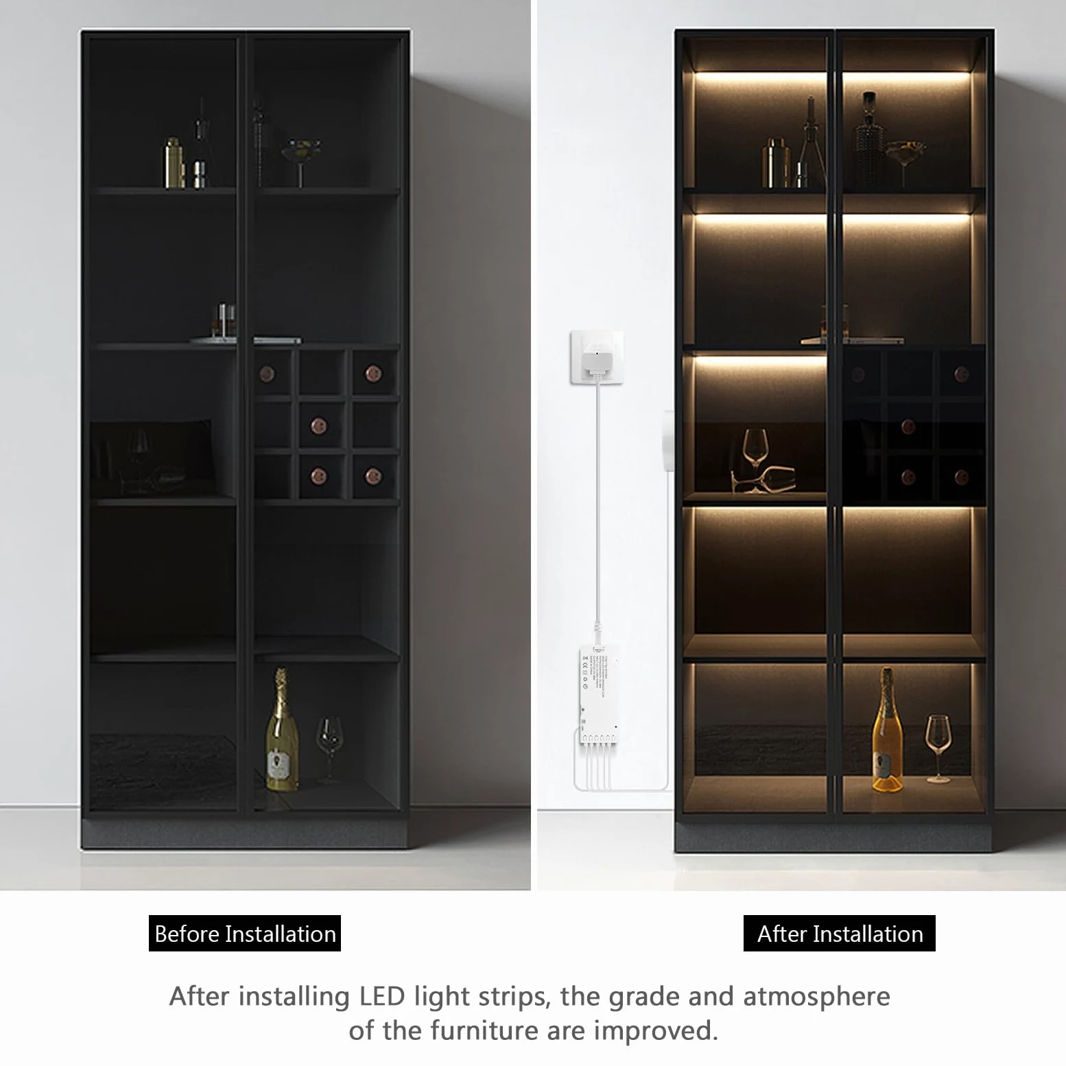 Luce LED per armadio COB 6 in 1 dimmerabile con controllo touch, ideale per cucine, guardaroba, cantinette e scaffali - Luci frontali (luce calda, 1M)