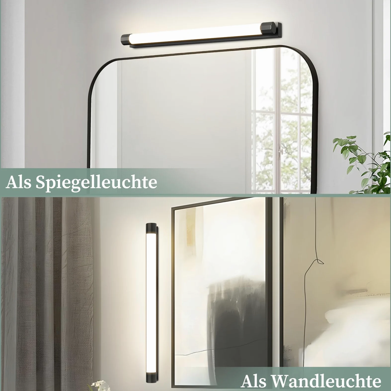 Lampada da specchio per bagno a LED - Nero Lampada da parete per | bagno da 50 cm, IP44, illuminazione per armadietto a specchio da 10W 4000K
