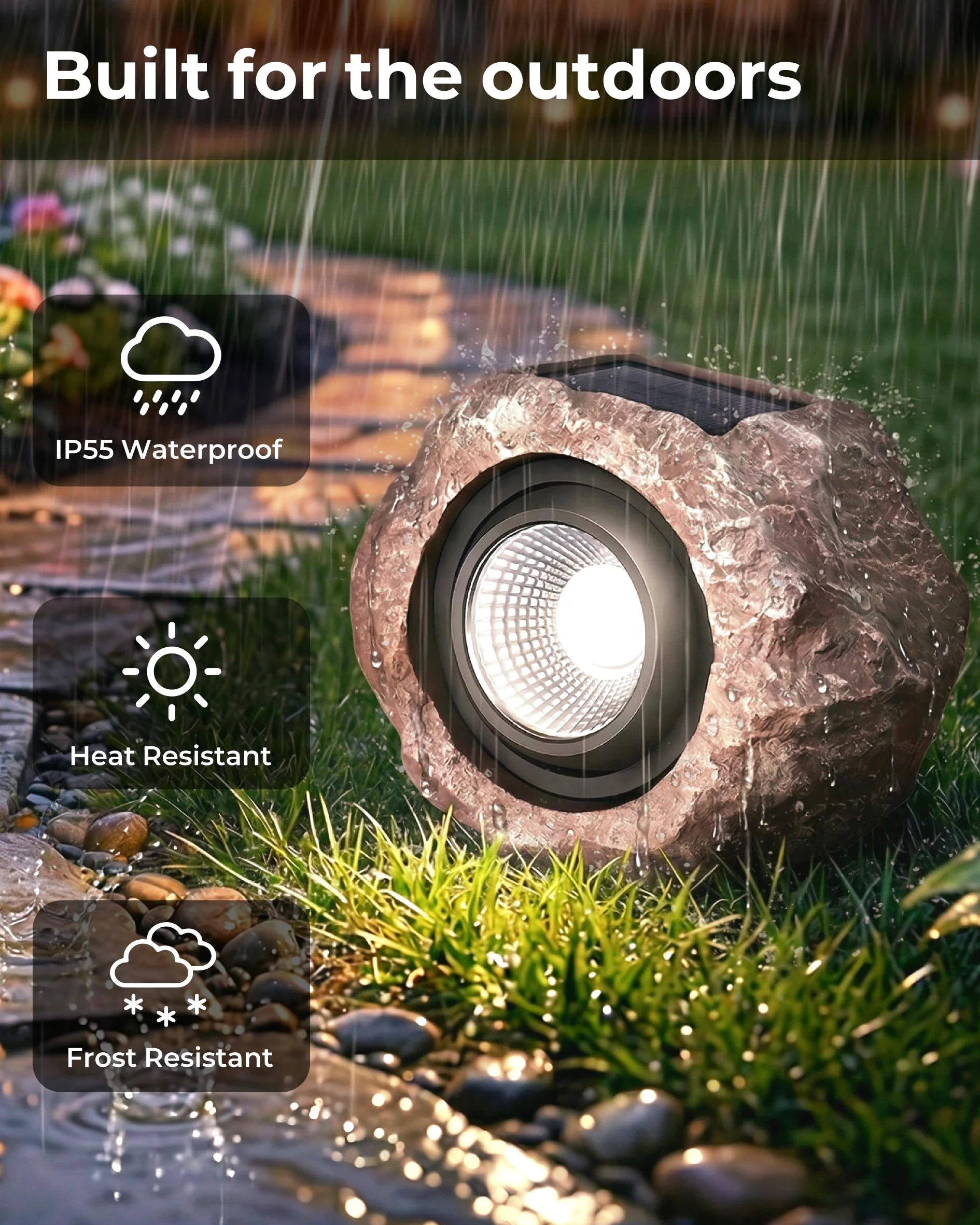 DGSCAK Luci solari da esterno, confezione da 4 luci solari super luminose per esterni, impermeabili, angolo di luce regolabile, luci solari per vialetti, vialetti, vialetti, patio, prato
