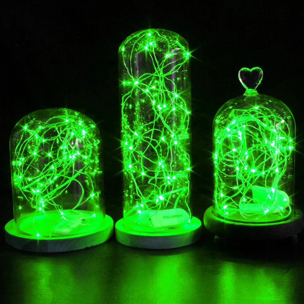 CYLAPEX Confezione da 6 lucine a batteria, 20 LED, 20 luci a LED color argento, lucciola con luna stellata, luci scintillanti per Halloween, barattoli, feste, Natale, centrotavola, decorazioni da