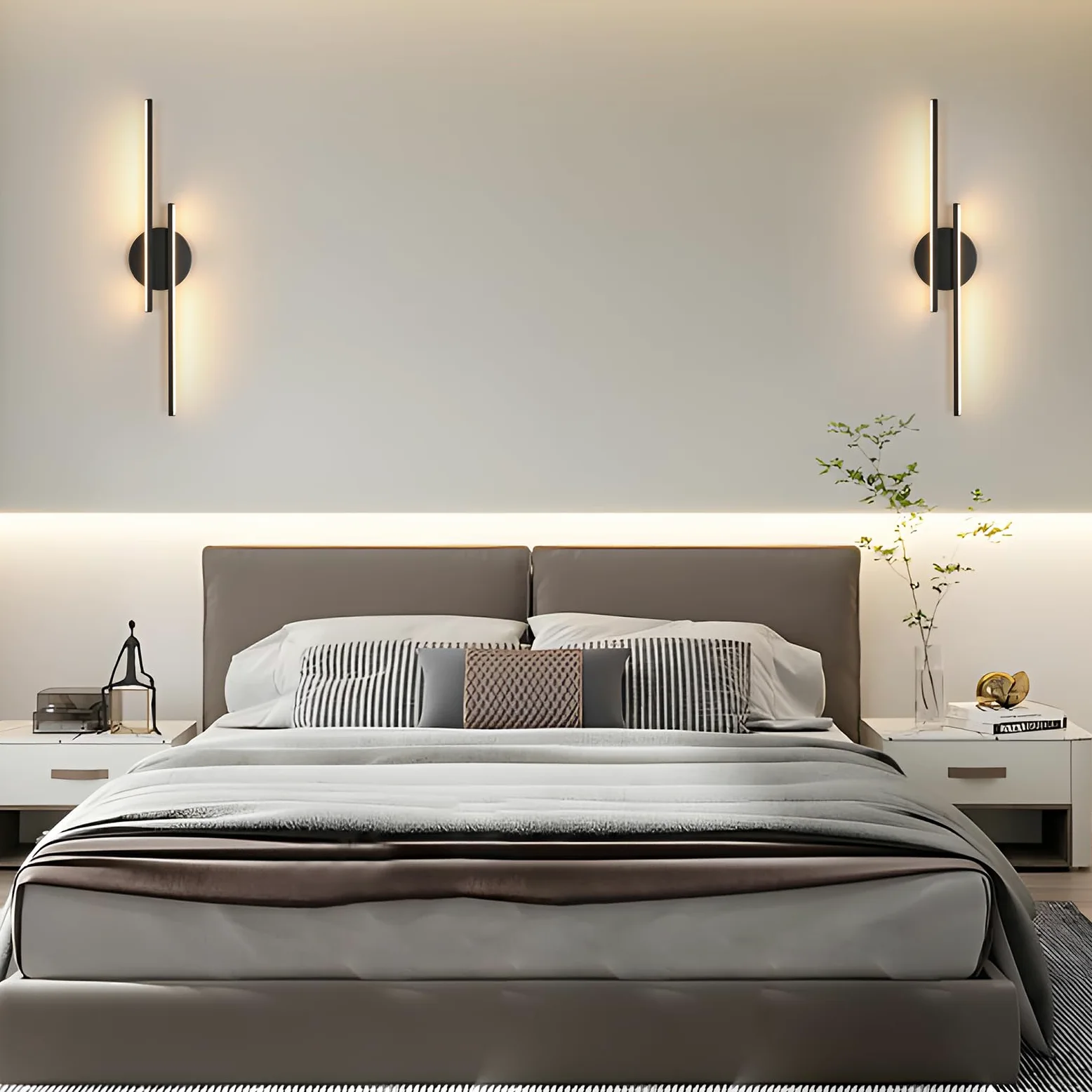 Applique da Parete Interno Moderno Nero, 24W 2700LM Lampada da Parete LED 60CM, Applique Camera da Letto LED in Alluminio per Soggiorno Scale Corridoio, Luce Calda 3000K
