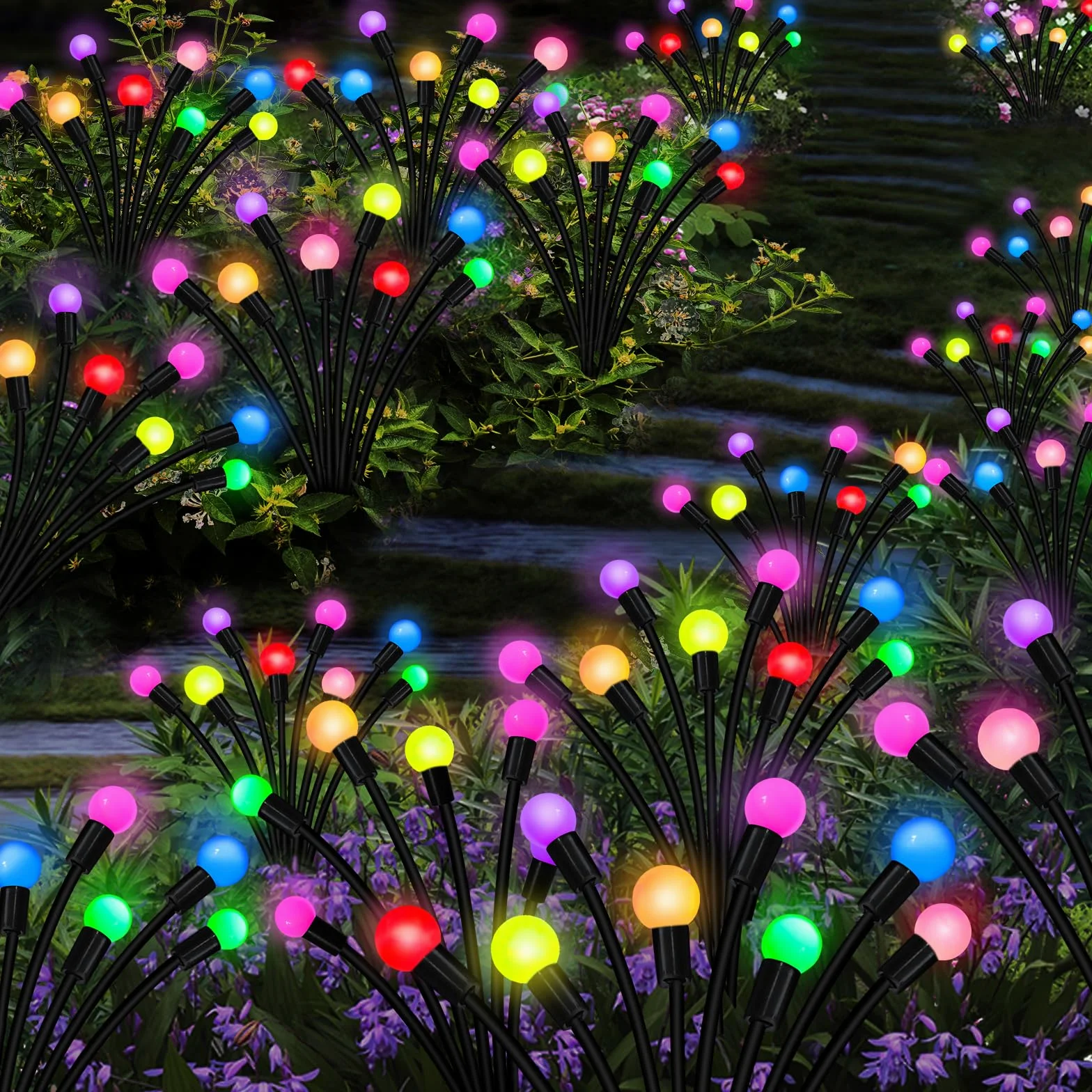 Luci solari da giardino per esterni, confezione da 60 luci solari a LED, impermeabili, ondeggiano dal vento, luce solare oscillante per cortile, patio, cortile, giardino, aiuola, vialetto, decorazione